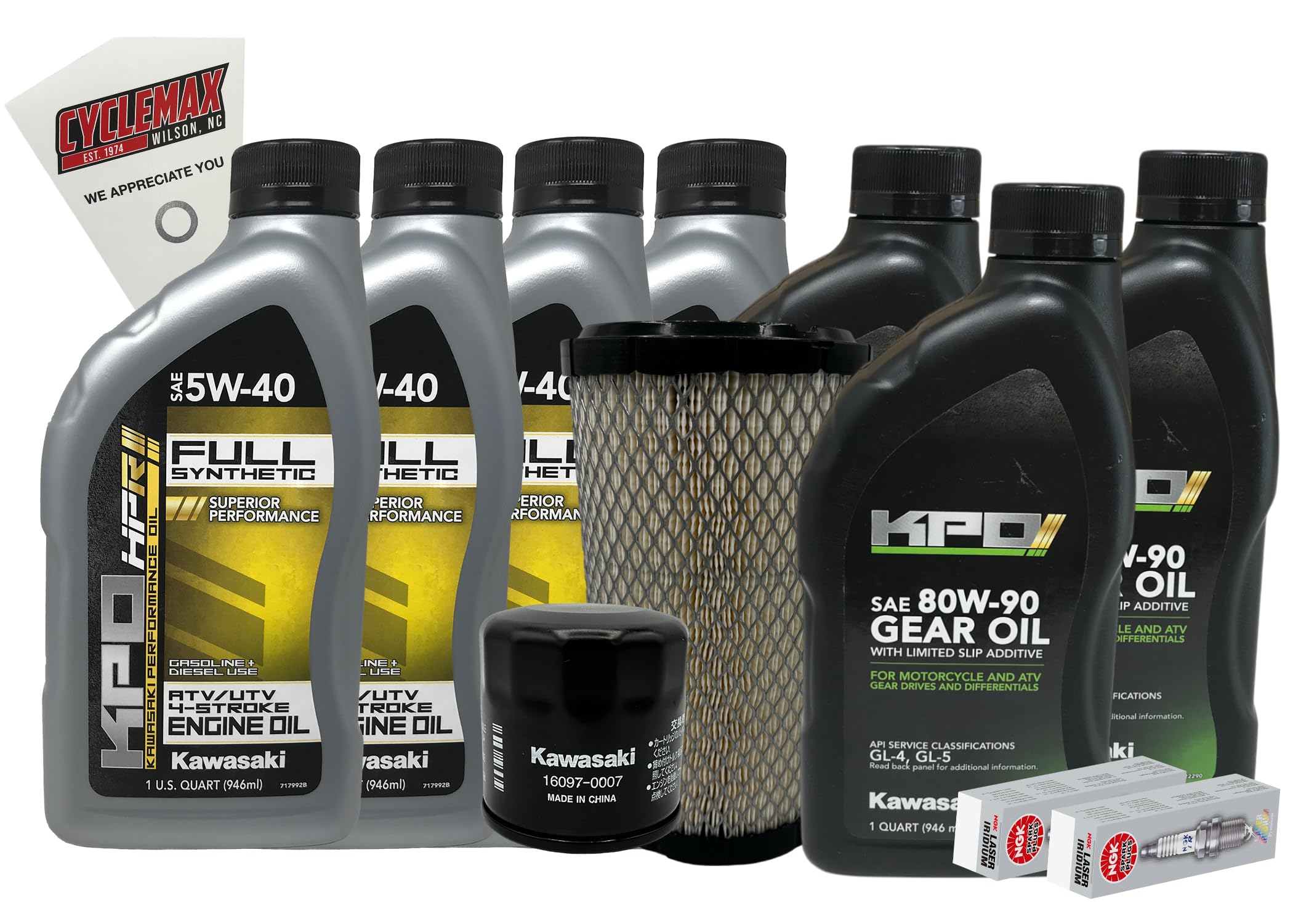 Cyclemax Full Synthetic Full Service Kit compatible with 2020-2023 Kawasaki Teryx KRX 1000 with Air Filter Spark Plugs and Gear Oil
