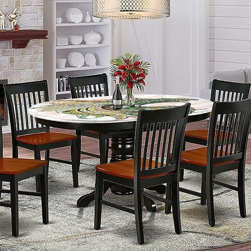 Miniatura 2 de Mantel ajustable ovalado, decoración celta de poliéster con bordes elásticos, estampado de dragón de cabeza de leyenda, con efectos ornamentados, se