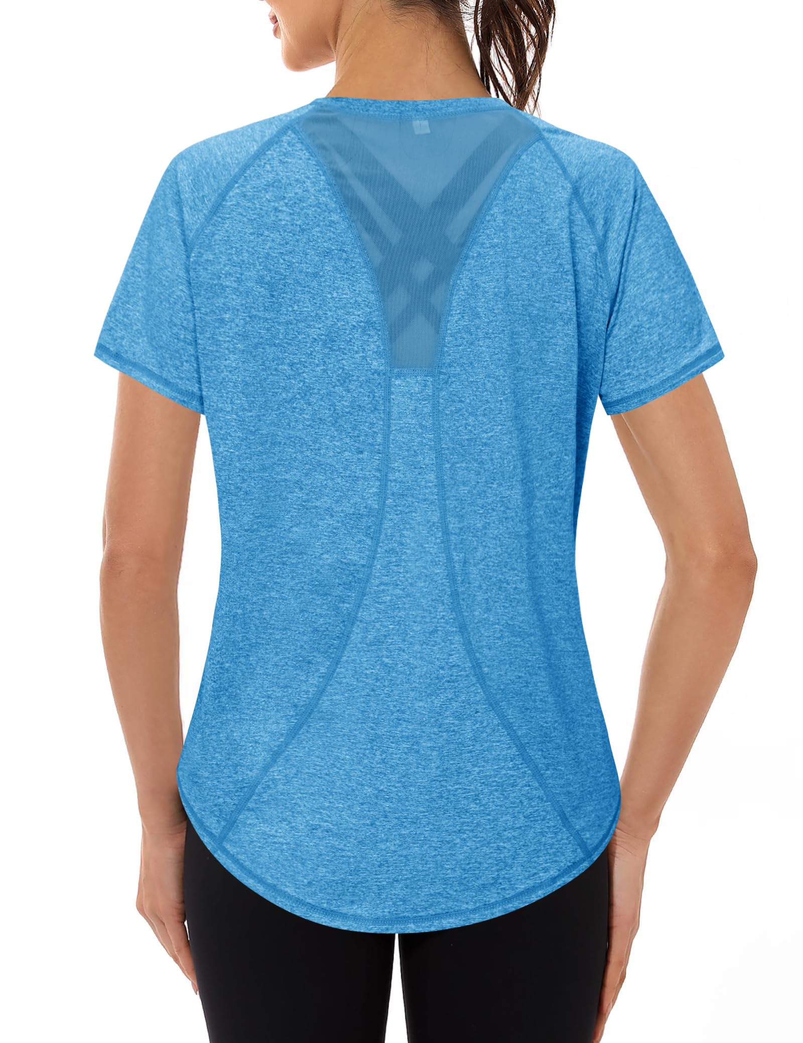 Gyabnw UV-Schutz Funktionsshirt Sportshirt Damen Atmungsaktiv Laufshirt Kurzarm Fitness Sport Oberteil Wandern Yoga