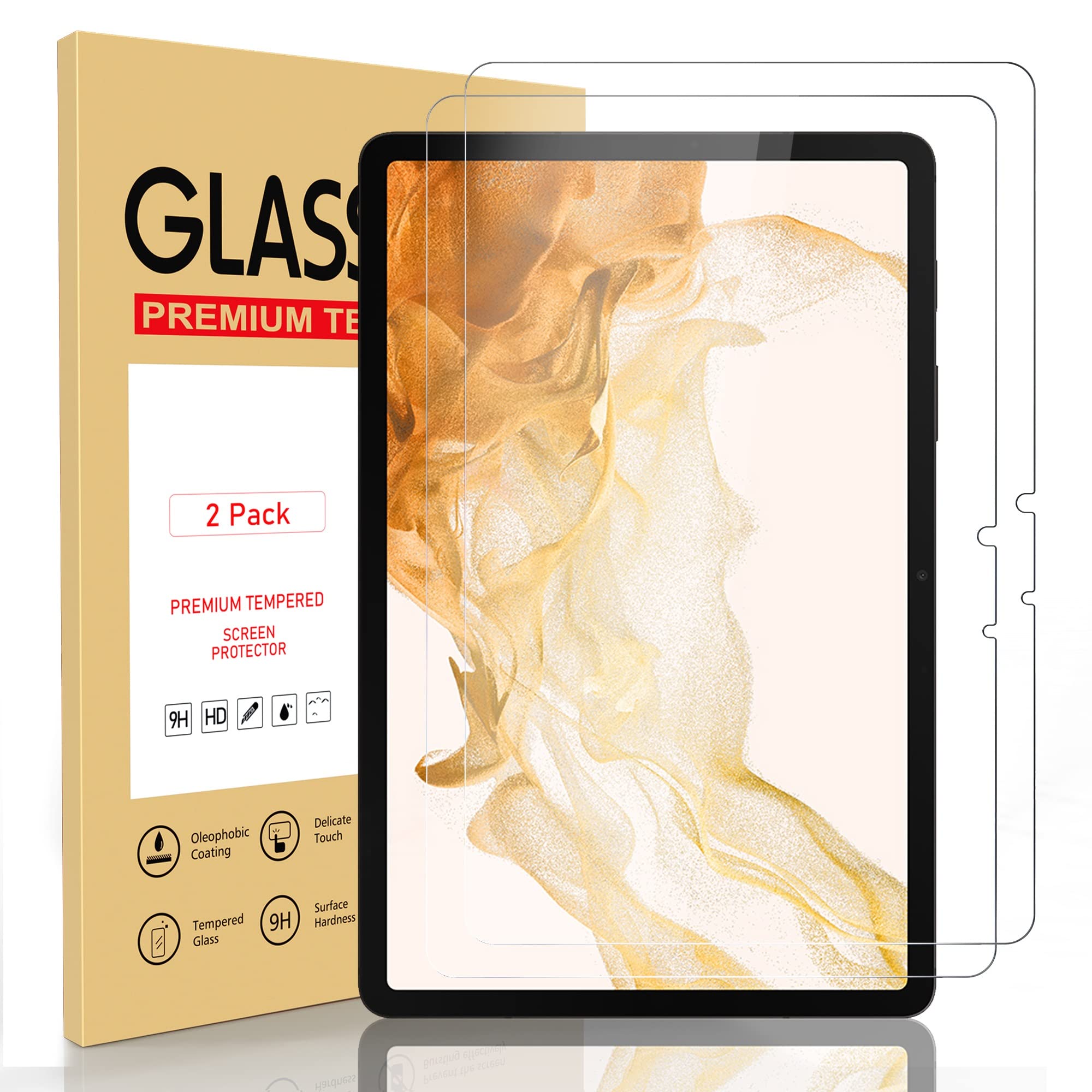 Tuvror Screen Protector For Samsung Galaxy Tab S8 11 Inch (Model:SM-X700/SM-X706) and Galaxy Tab S7 11 Inch (Model:SM-T870/SM-T875), [2-pack] Tempered Glass Film.