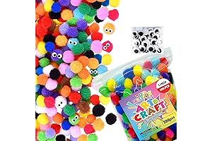 WAU Crafts 400 Pcs - 1 Inch 300 Multicolored Large Pom Poms...