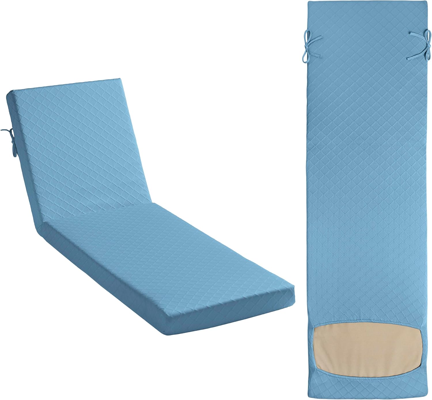 Arden Elastic Chaise Lounge Cushion Cover (2-Pack), Stretch Knit Patio Cushion Slipcover, Fade Resistant, Machine Washable, Indoor/Outdoor Replacement Cover, Fits Multiple Sizes, French Blue