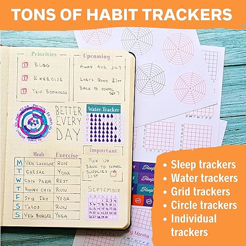 Miniatura 7 de Simple Productivity - Calcomanías para planificador semanal (coloridas), 30 hojas de calcomanías para escribir y transparentes, mini calendarios,