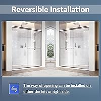 Vista 4 de SUNNY SHOWER B020, puertas de regadera deslizantes sin marco (56 - 60 x 72 pulgadas), cristal de 1/4 pulgada, acabado cromo