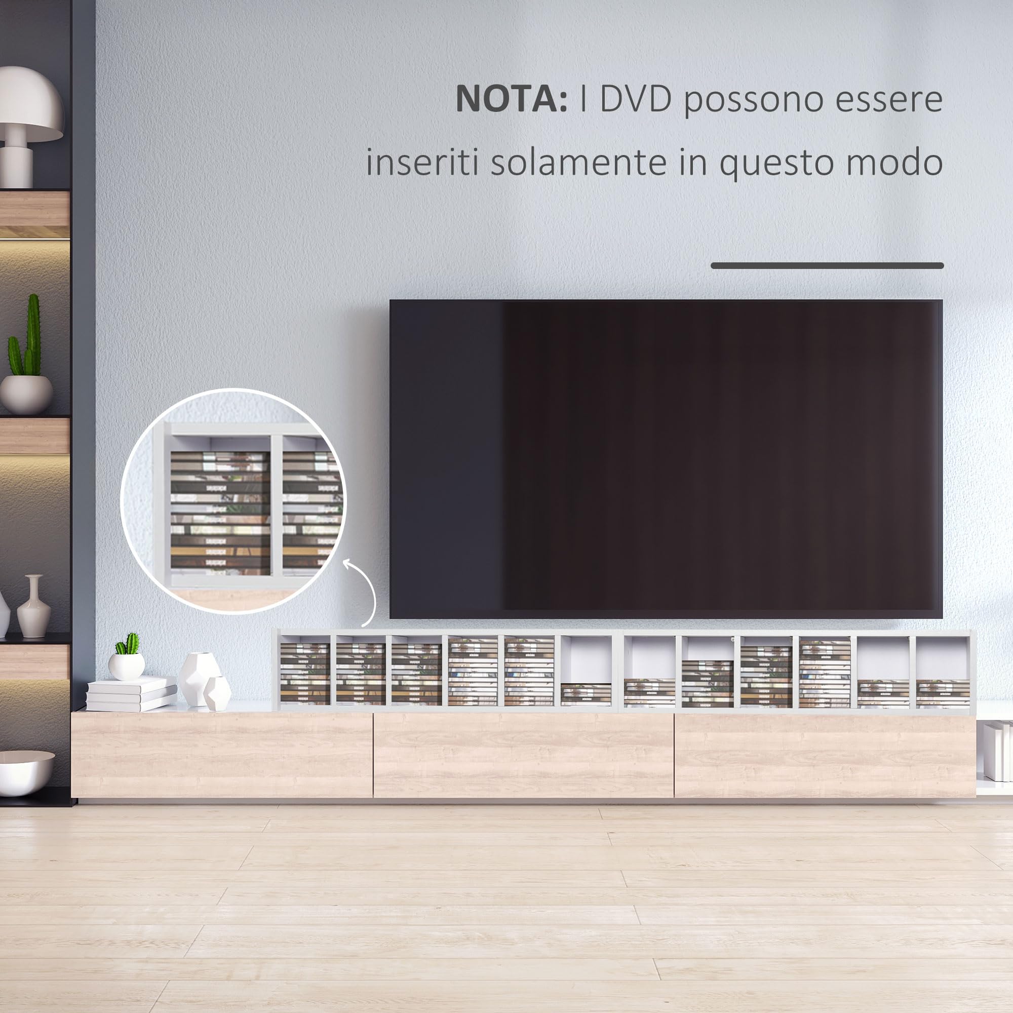 HOMCOM Set 2 Pezzi Scaffali a Colonna Porta CD e DVD a 12 Ripiani Regolabili per 204 CD, Mobile Libreria Alto Salvaspazio in Legno per Camera, Soggiorno e Ufficio, 21x22.5x88.5 cm, Bianco