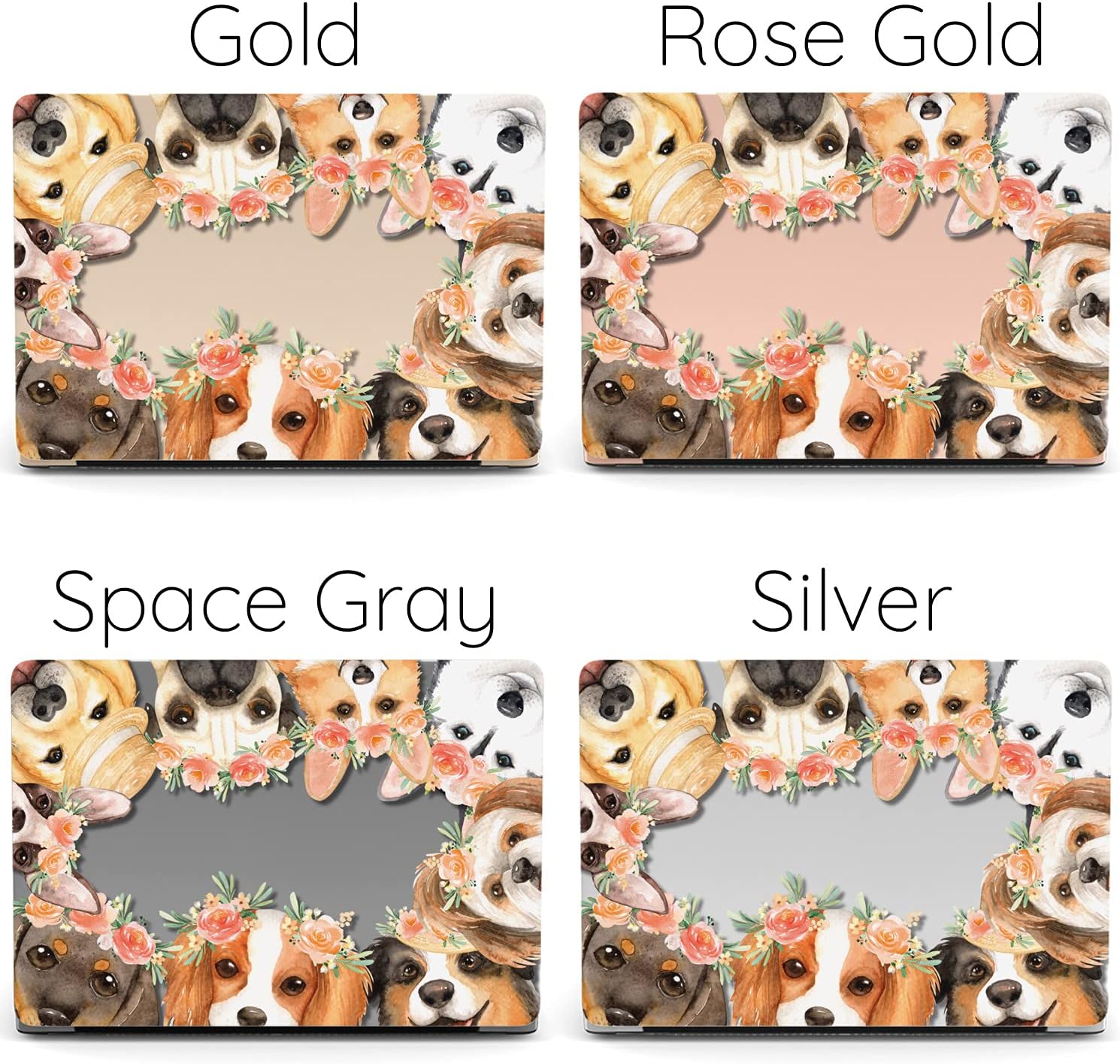 Mertak Hard Case Compatible with MacBook Pro 16 14 Air 15 13 inch M3 M2 M1 Mac 2024 2023 2022 2018 Flower Dogs Crown Shell Plastic Floral Animal Husky Touch Bar Breeds Cute Protective Clear Pug