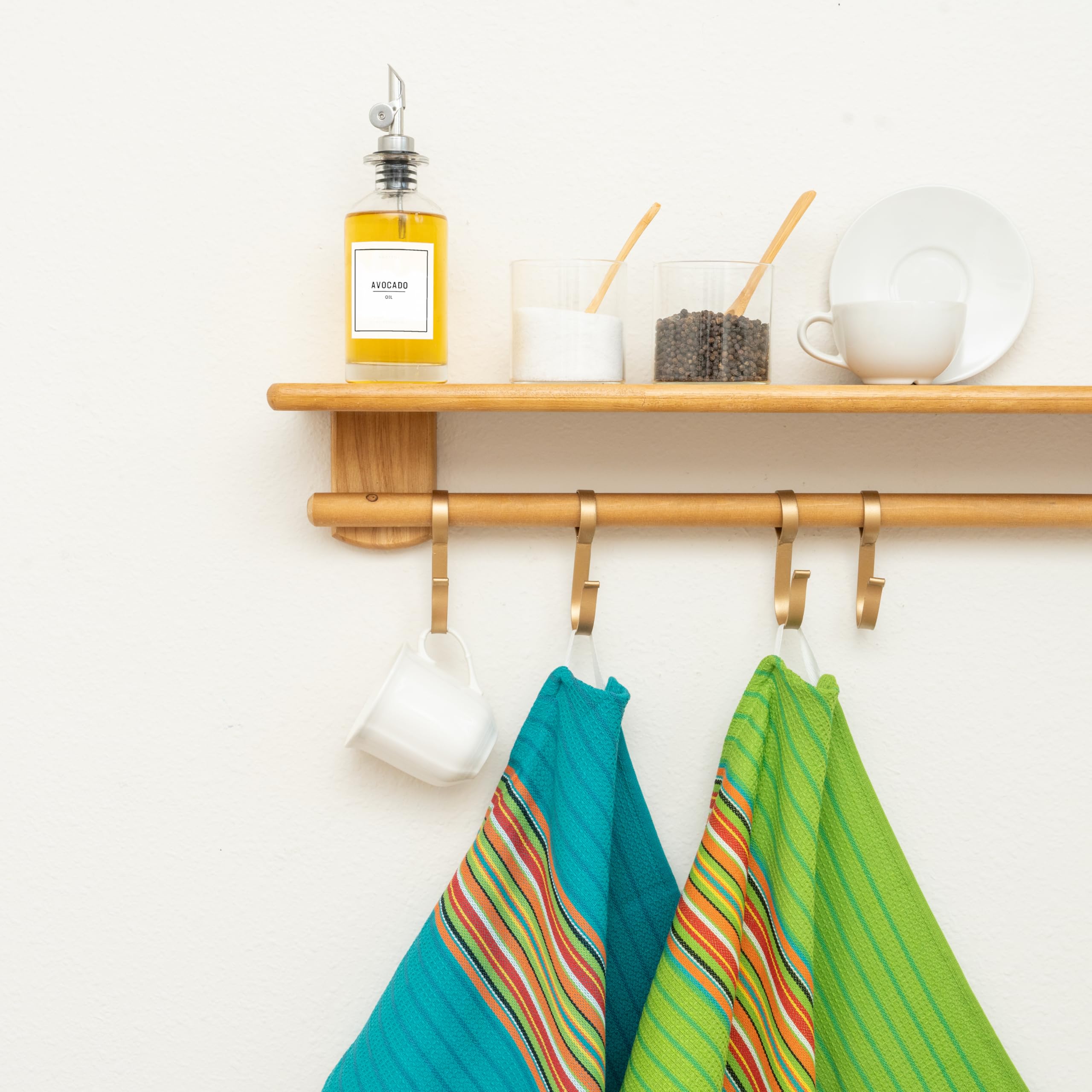 Paños de cocina a rayas de salsa – 100 % algodón, paquete de 6, 28 x 16 pulgadas, reutilizables, lavables, paños de cocina festivos coloridos – Toallas de cocina absorbentes y sin pelusa multicolor a