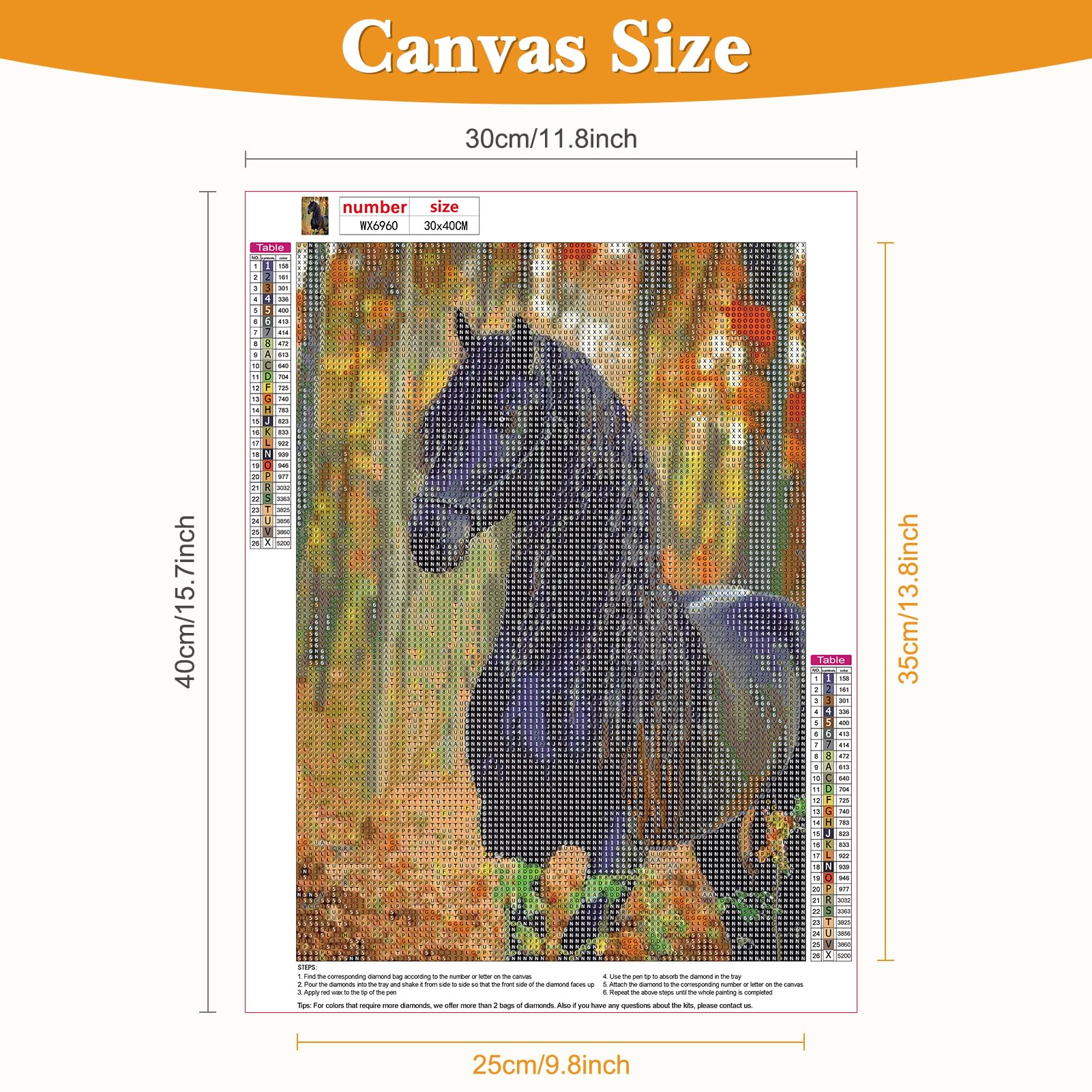 Kit De Pintura Con Diamantes - Caballo Corriendo, 30x40 Cm, Incluye Todas Las Herramientas, Manualidad Para Adultos