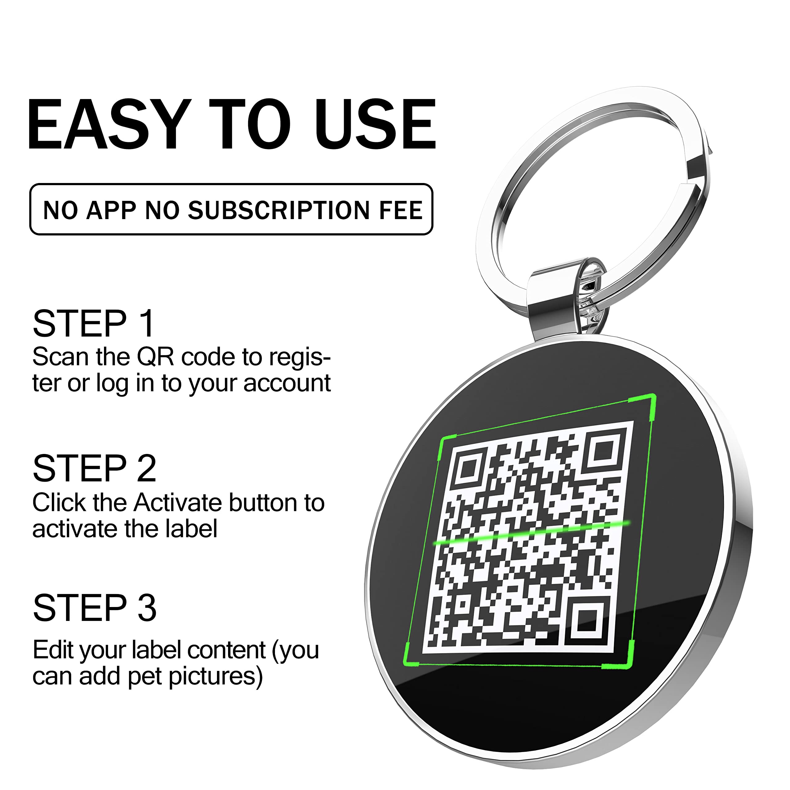 Medaille pour Chien Personnalisé avec Code QR,32mm 2 Faces pour Chat Chien Collier,plus Facile à Lire Que GravéE - En Ligne | Modifiable | Colourful(Tour)