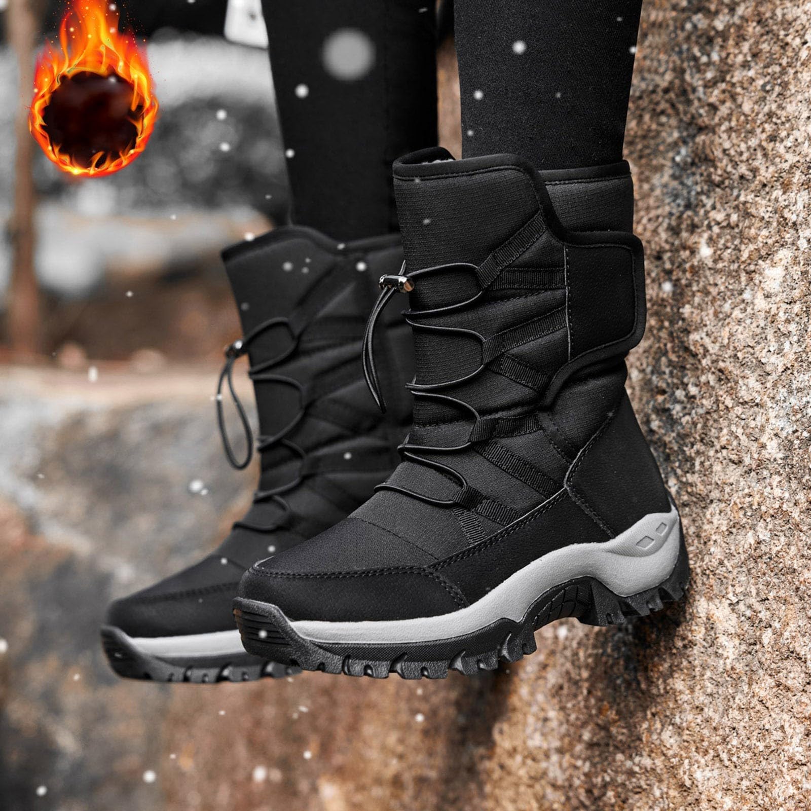 Scarpe Neve Donna Imbottiti Con Fodera Stivali Dopo Sci Antiscivolo Impermeabili Doposci Scarponi Termiche Calde Snow Boots Stivaletti Per All'Acqua Trekkin