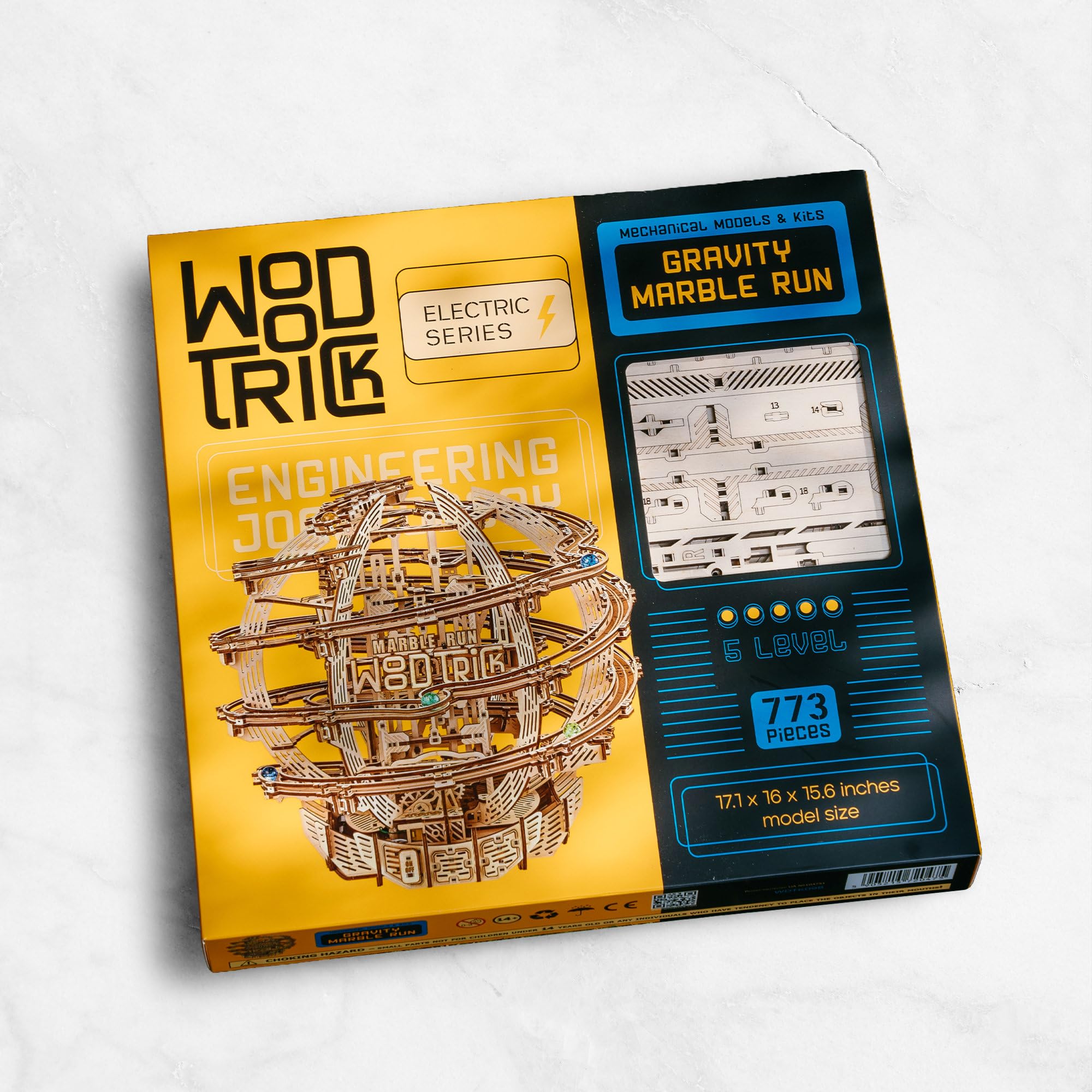 Wood Trick Gravity Marble Puzzle 3D di Legno per Adulti da Costruire | [773 Pezzi] Labirinto di Biglie Motorizzato Elettrico - Kit di Montaggio Meccanico in Legno DIY per Adulti