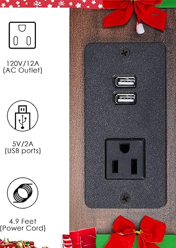 Miniatura 4 de HAIOOU Mesa auxiliar de mediados de siglo con estación de carga, moderna mesa auxiliar de noche de un cajón con mango negro mate de alta calidad y
