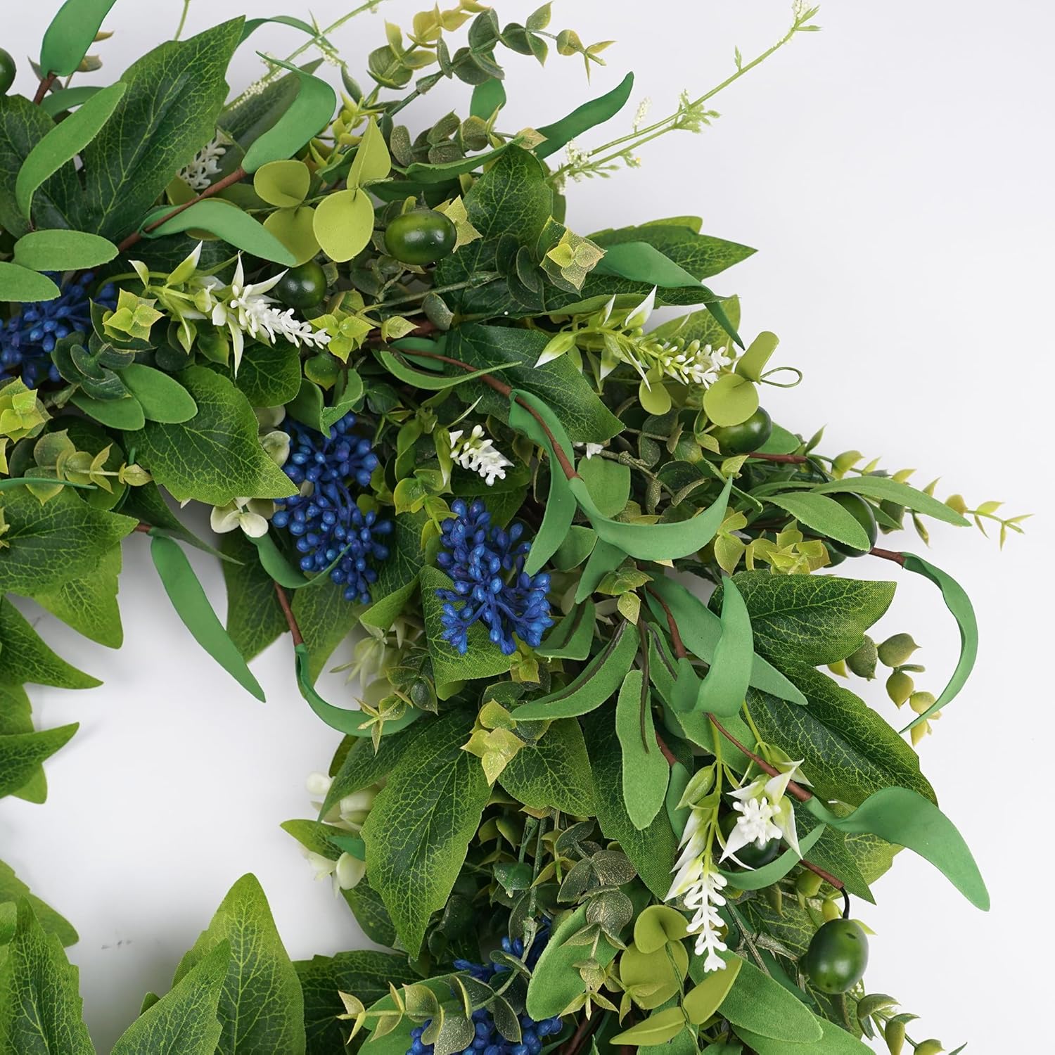 HomeKaren Wreaths for Front Door 26", Door Spring Wreath with Eucalyptus Olive Boxwood Leaves, Greenery Wreath Door Decoration for Spring Summer All Season Home and Outdoor