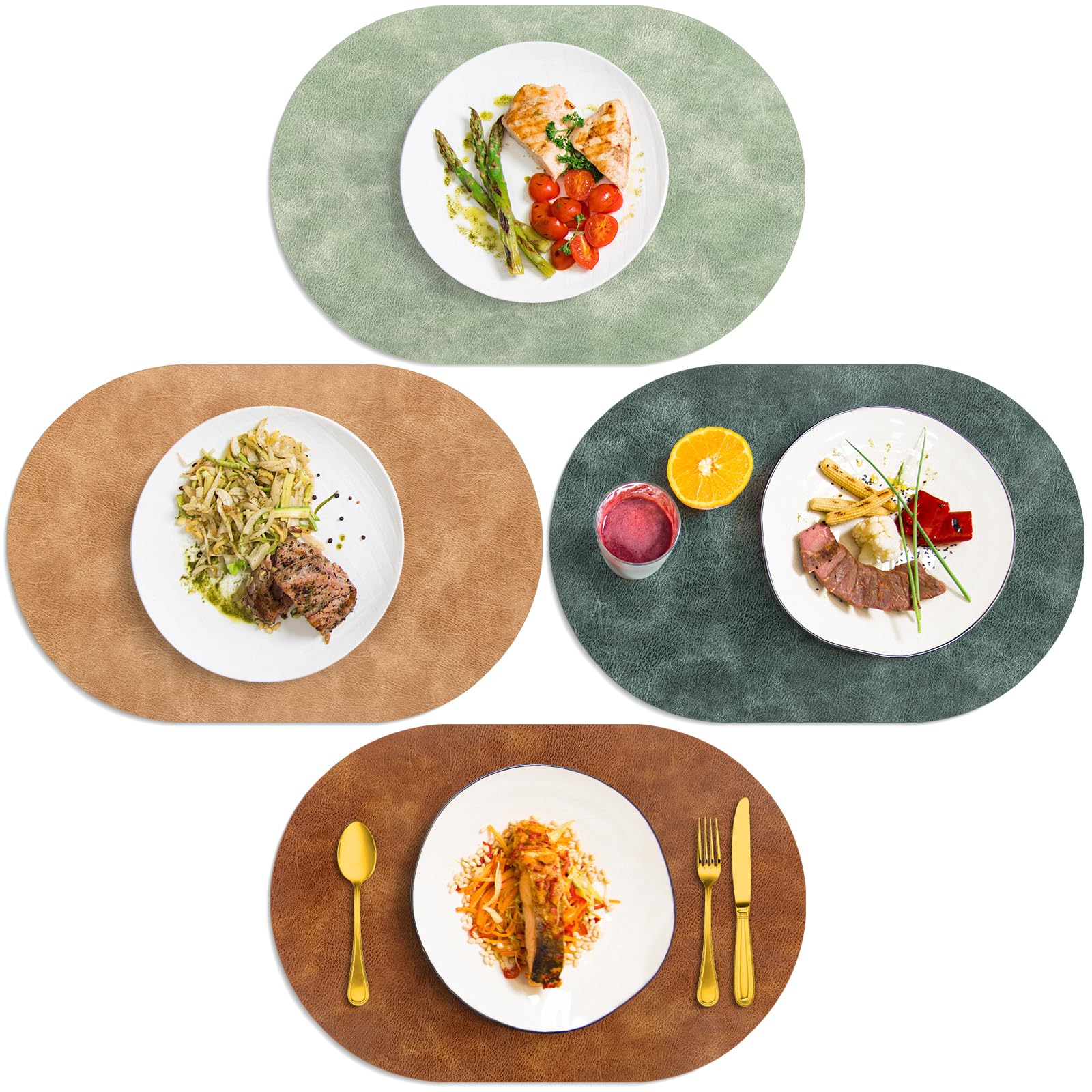 ADRIMER Oval Faux Leather Placemats