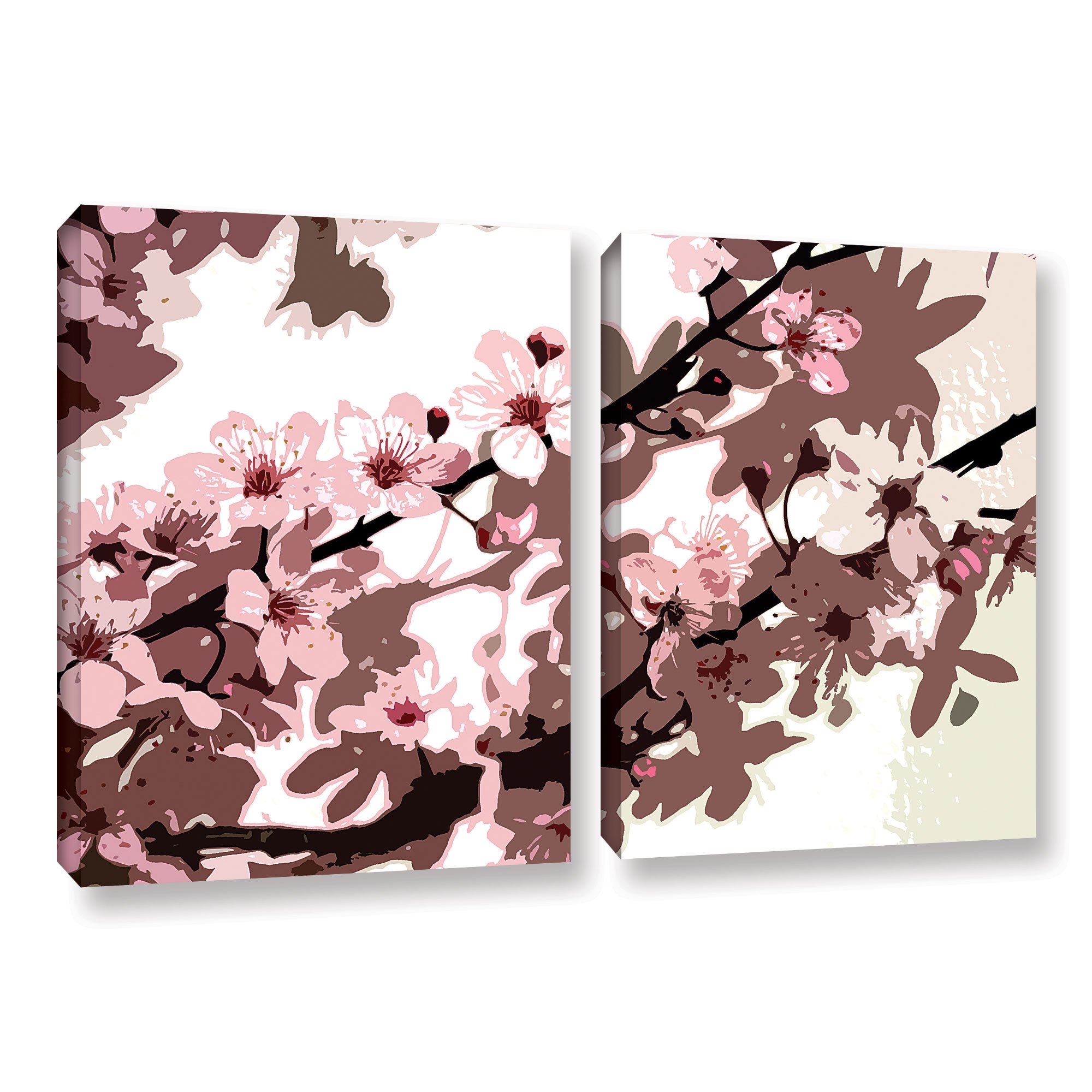 Sarah OToole ''Japanese Blossom'' 2 Piece Gallery Wrapped Canvas Set, 18X28