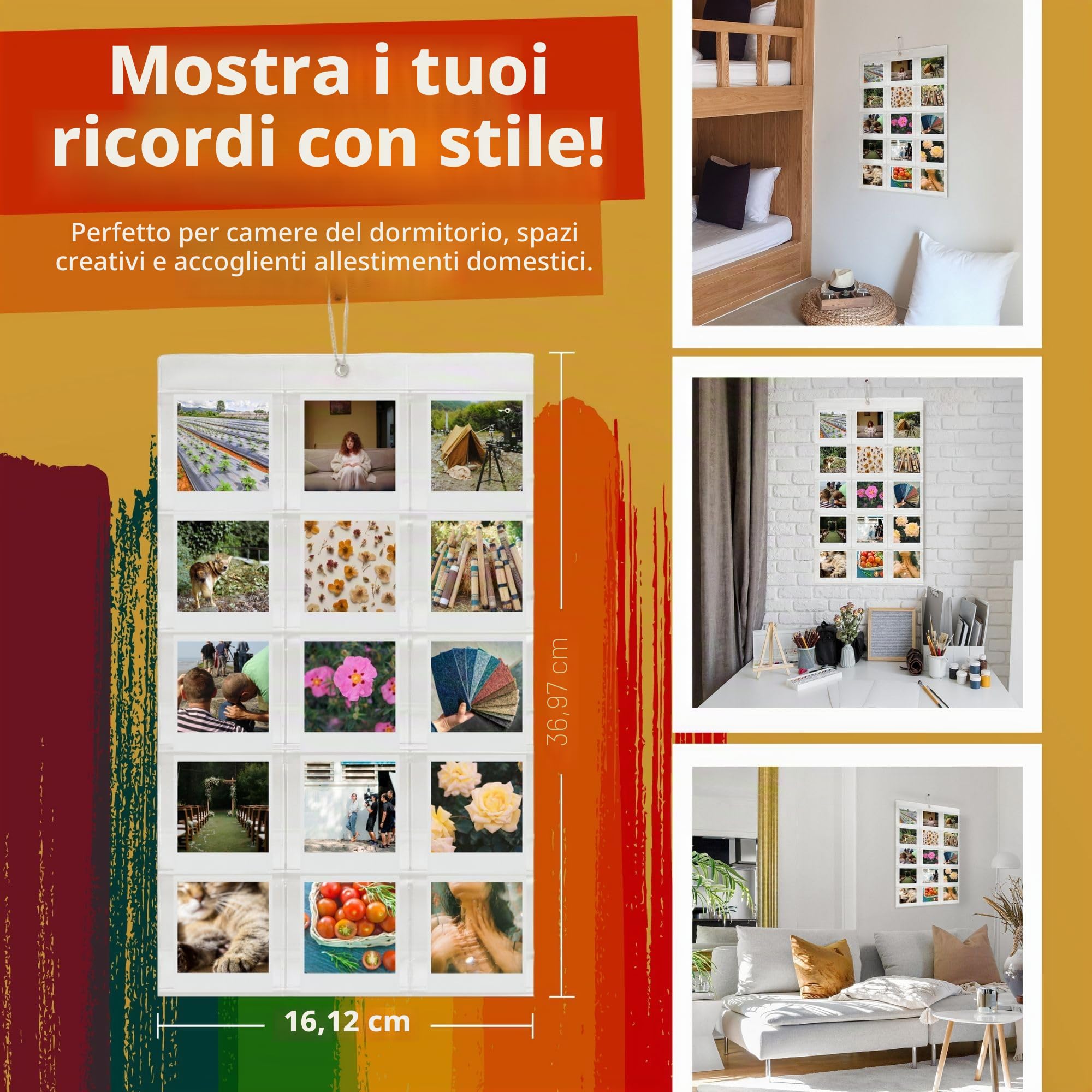 Set di 64 pellicole fotografiche a colori per fotocamera istantanea con Polaroid Go Film e album fotografico Clikoze Wall