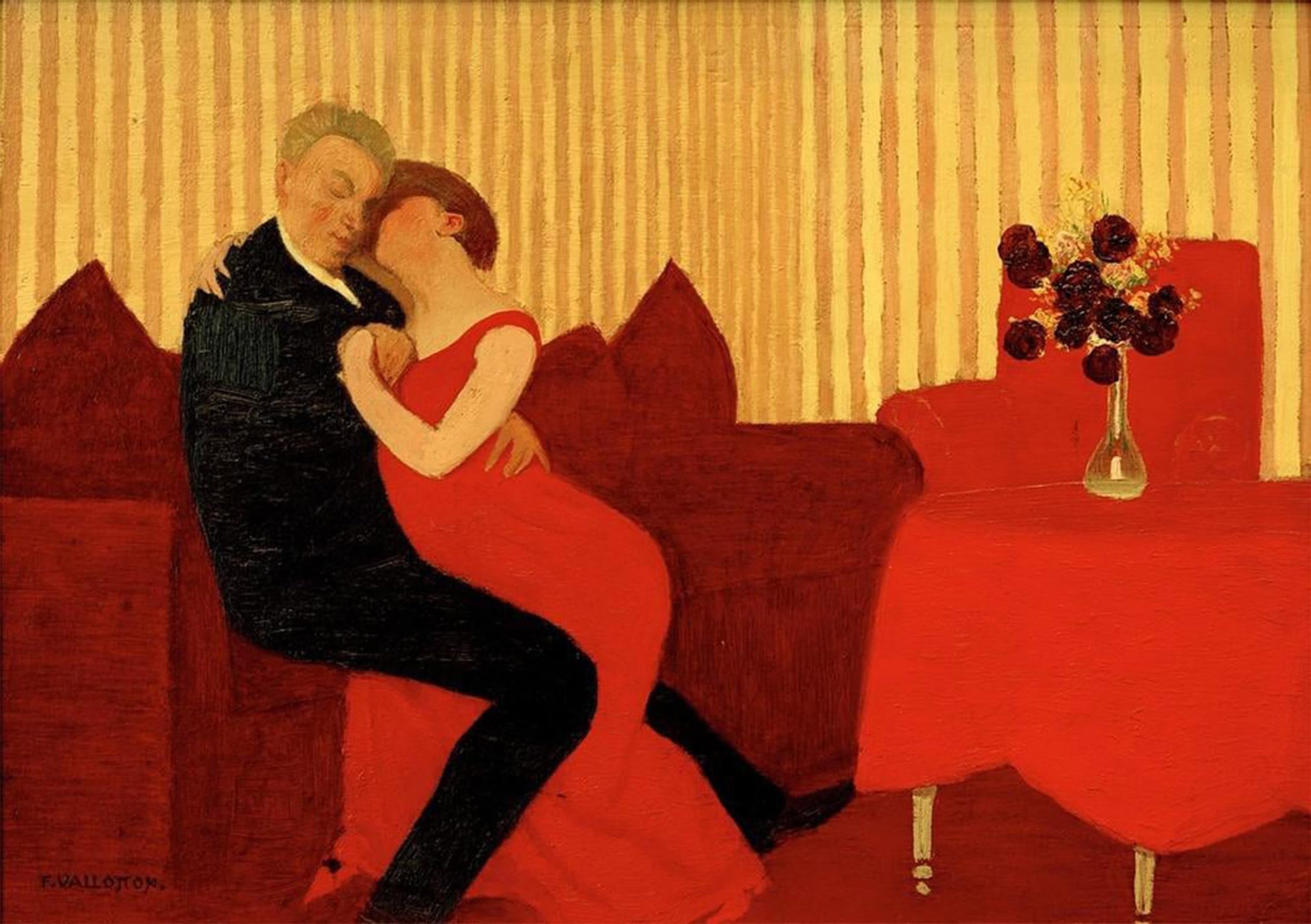 SERENDIPITP Abstract Painting Mural Print Picture Wall Decor Painting The lie by Felix Edouard Vallotton Vintage Wall Artwork for Home Decor 60x90cm