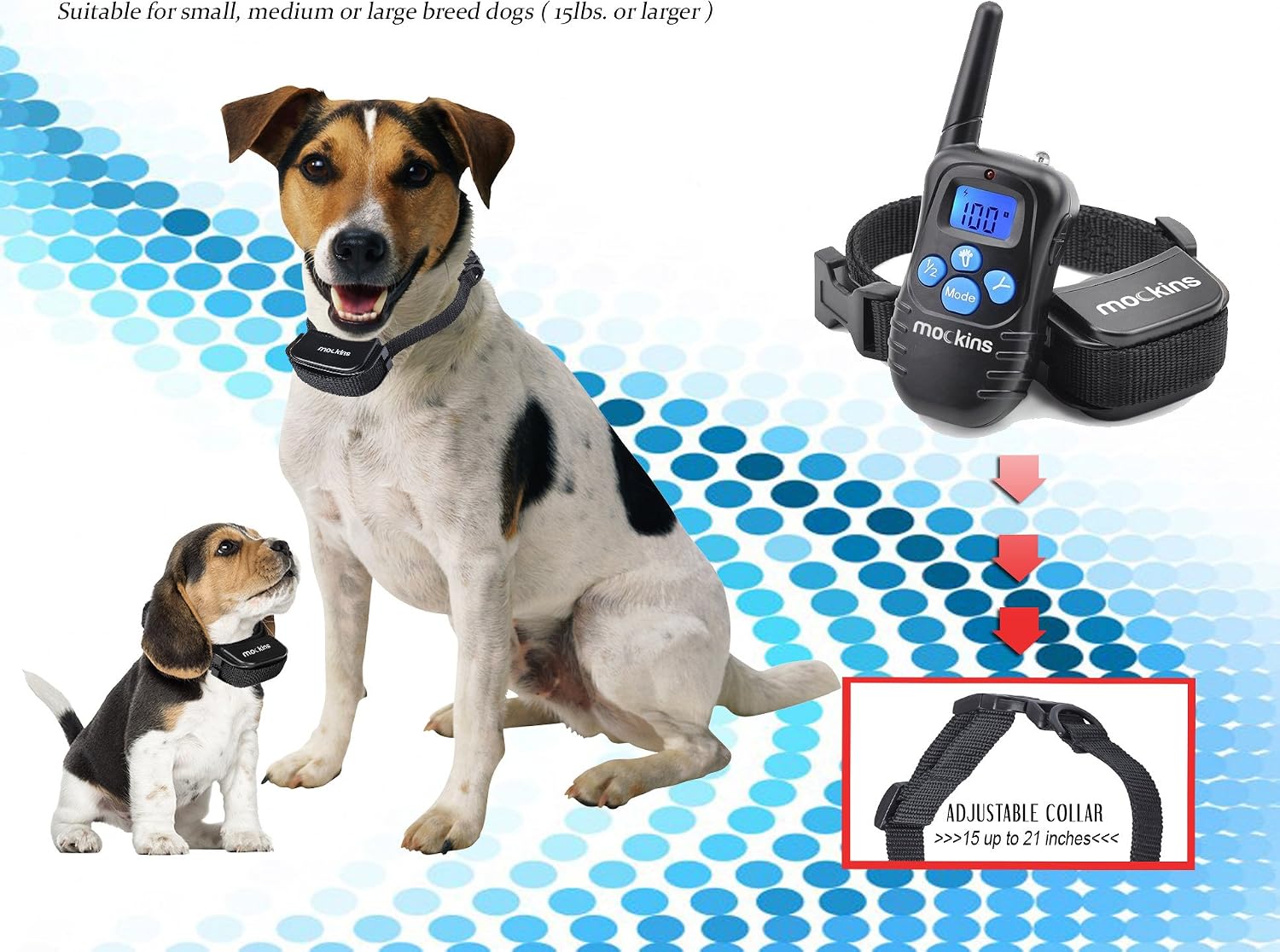 Mockins 100% Rainproof and Rechargeable Electronic Remote Training Dog Collar | Shock Collar for Dogs with 990 ft Range E Collar, Beep and Vibration Easy to Use for Big, Medium and Small Dogs