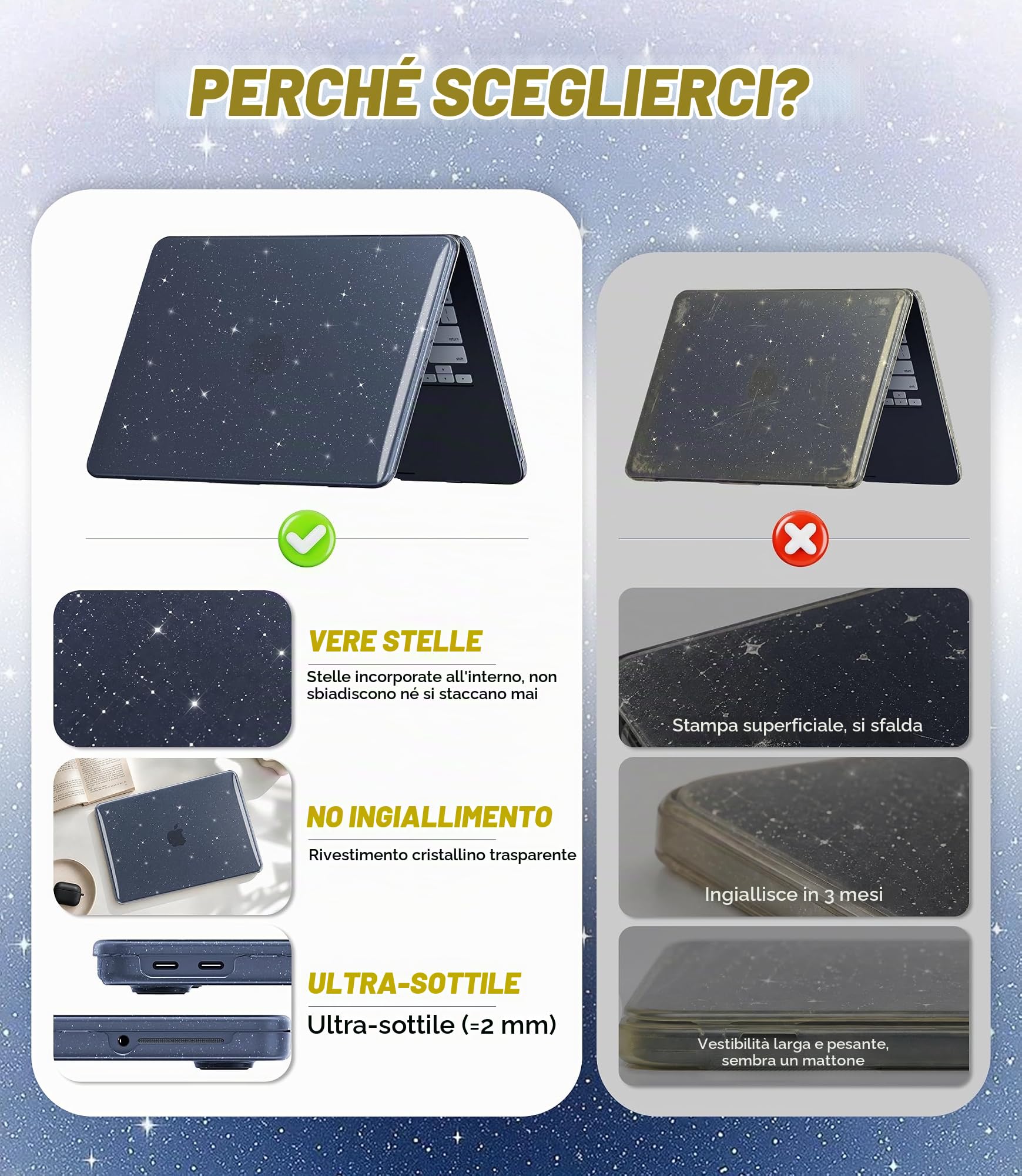 NEWZEROL Cover Compatibile con MacBook Neo, Antigraffio e Antiurto, Ultra Sottile, Custodia Rigida in Plastica Glitterata per Macbook Neo 2026 - Transparente