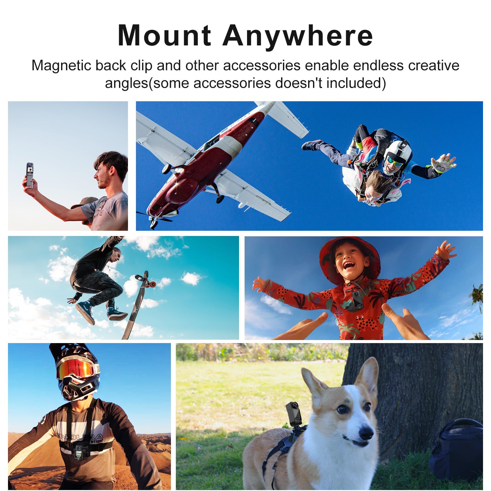 SJCAM C300 Pocket Action Cam 4K30FPS 20MP, 1,33" Schermo Tattile Fotocamera Subacquea EIS 2.4G/5G Dual WiFi, Videocamera Sott'acqua 30M Impermeabile con 2 Batteria per Nuoto, Surf e Immersioni, Bianco