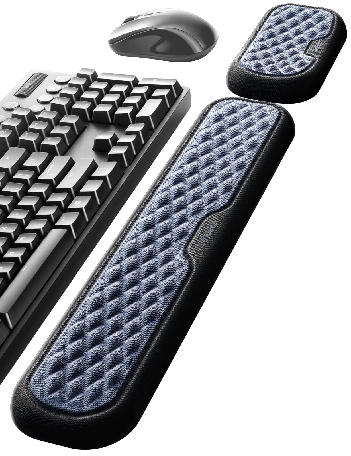 VAYDEER Keyboard and Mouse Wrist Rest Pad Padded Memory Foam Hand Rest Support for Office, Computer, Laptop, Mac Typing and Wrist Pain Relief and Repair(Blue-Black)