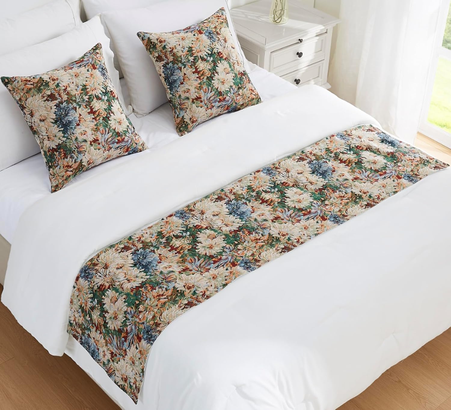 Warm Home Designs 20 x 20 Throw Pillow Covers Set of 2. Decorative Floral 20x20 Pillow Cover for Couch Cushions, Living Room Sofa or Bed is Embroidered with Intricate Mums Design. DIP Mums Cover 20