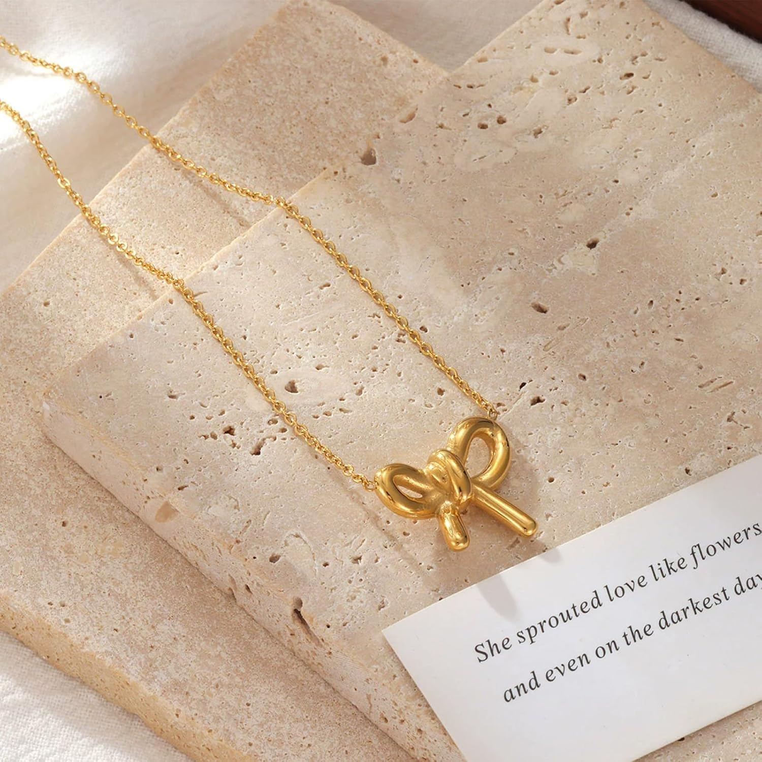 Layered Bow Gold Necklace for Women Silver Bow Pendant Cute Simple Dainty Statement Chain Charm Gold Jewelry Birthday Valentines Day Gifts - Image 5