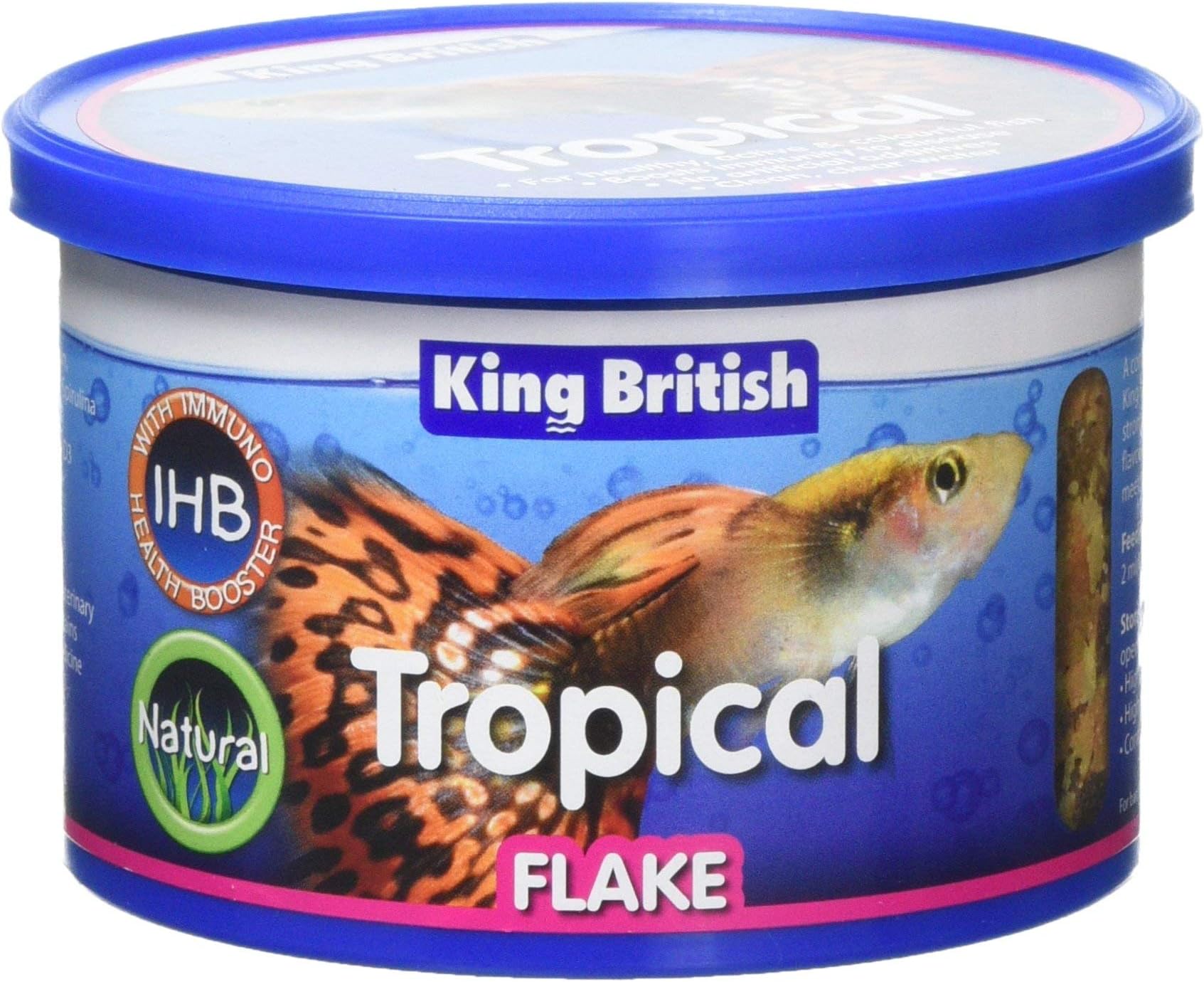 King British | Tropical Fish Flake With Immuno Health Booster | Complete Food for Tropical Fish | Helps Prevent Infection and Disease | High Protein Content | Includes Essential Vitamins | 55g