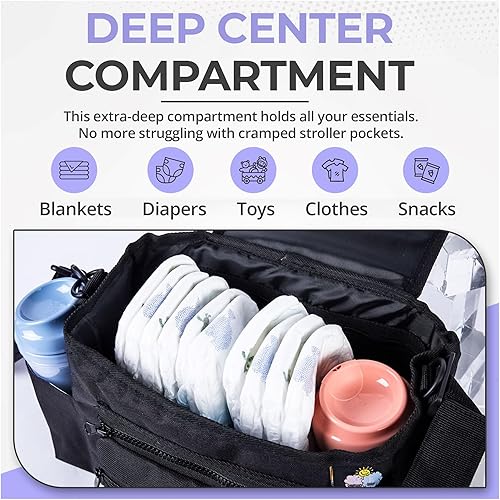 Miniatura 3 de Organizador universal para cochecito - Carrito multifuncional para cochecito con portavasos - Correas antideslizantes para todos los cochecitos -