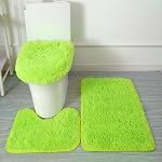 Pink Bathroom Rugs Sets 3Piece Bath Mat Solid Bath Rug Floor Mats Washable Shower Rug with U-Shaped Contour Rug Toilet Lid Cover