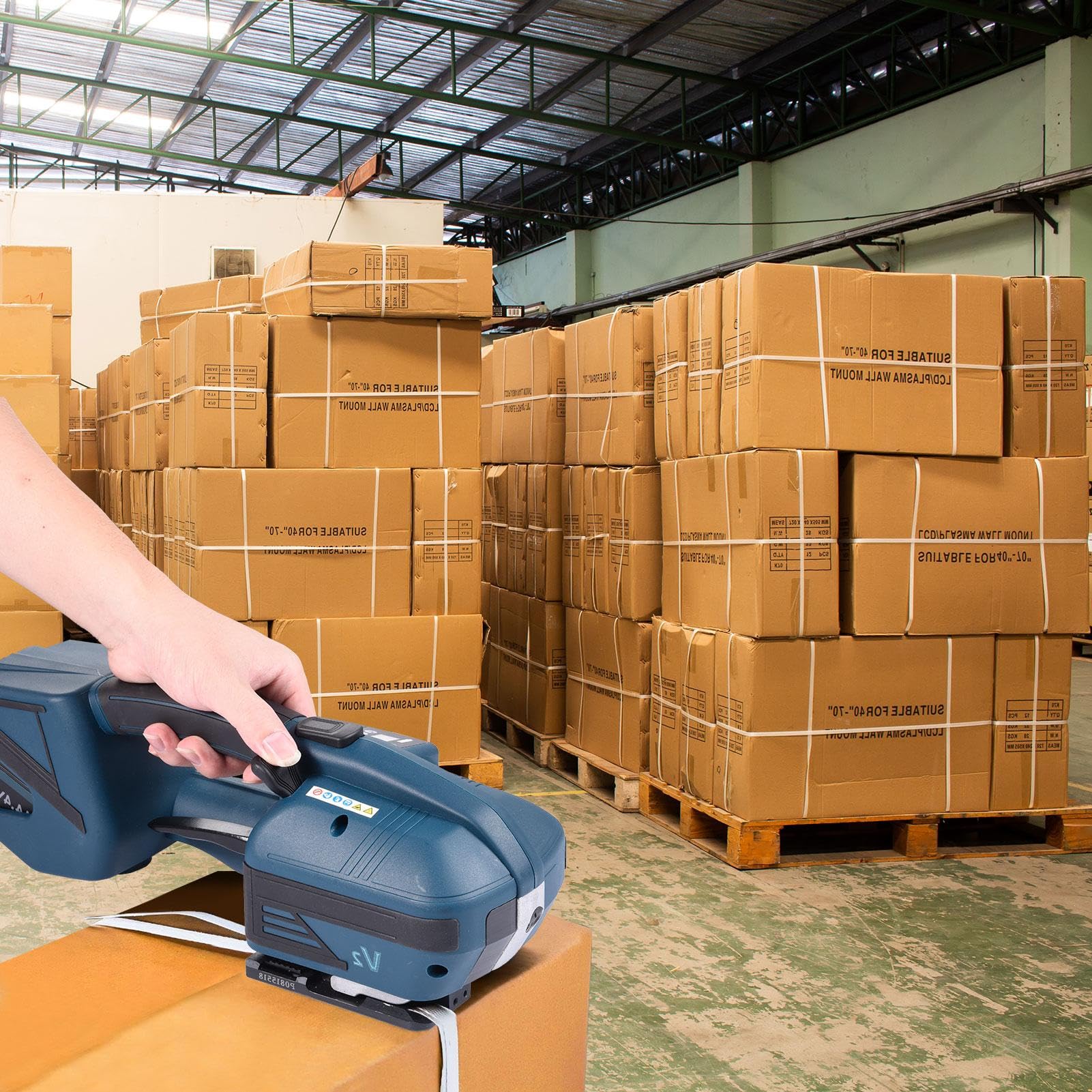 Electric Strapping Tool,Handheld Banding Tools with LCD Screen | Banding Tensioner Battery Powered, Portable Baler Tensioner Kit for Box Pallet Packaging