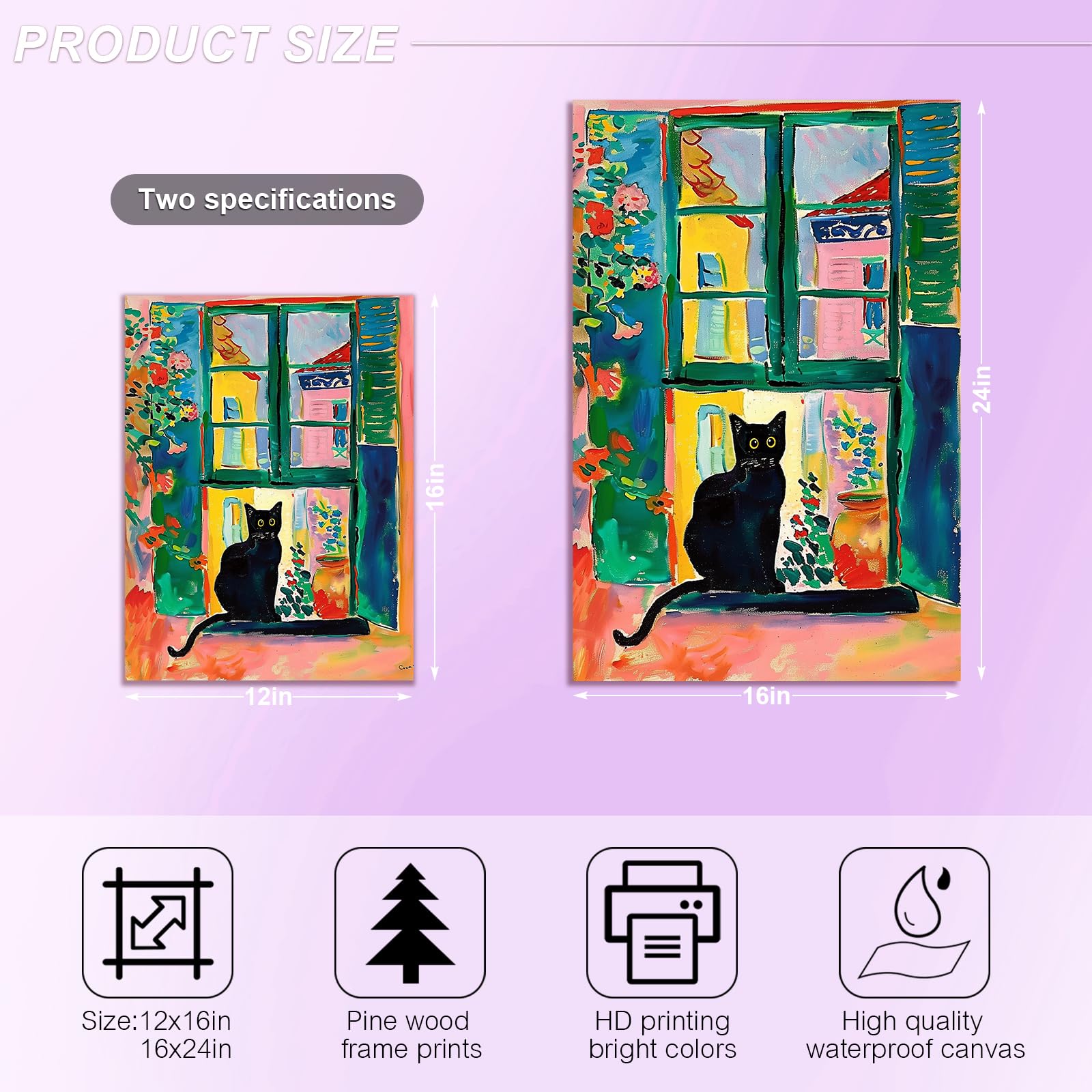 Amazon.co.jp: アンリ・マティス 黒猫 キャンバスウォールアート
