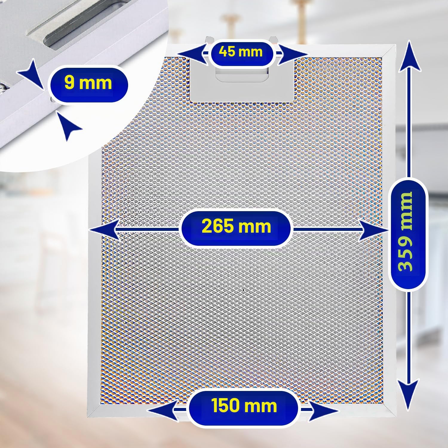 2 Piezas Aluminio Filtro Campana Extractora 265x359x9mm 00703451 para Bosch | Código Original 703451 10035302 para Siemens para Balay - Garantía de 10 Años - MONTERAL