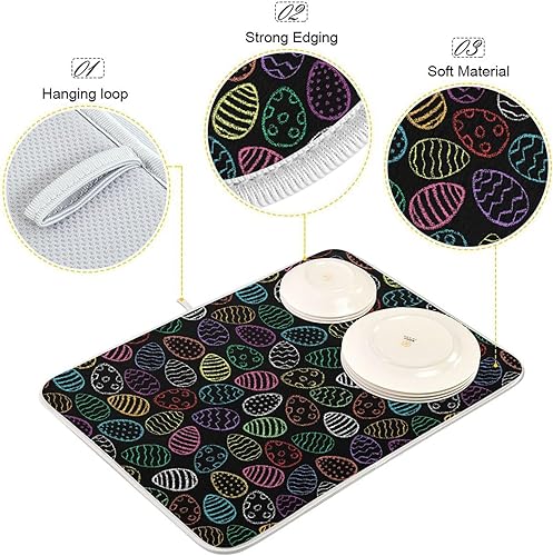Miniatura 4 de Chalk Easter Eggs Children Drawing Dish Drying Mat Washnable Absorbent Drying Mat For Kitchen Counter Dish Drainer Cloth Tapete Para Cocina 16'' x