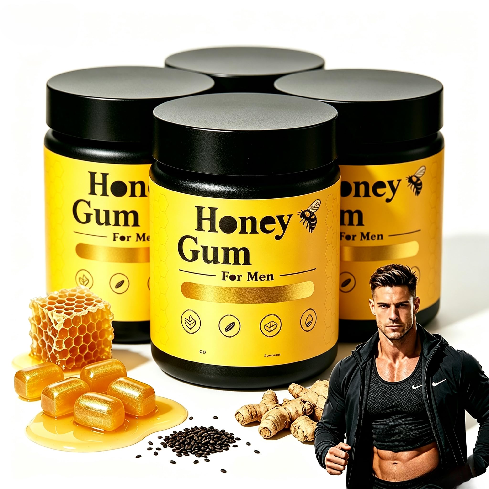 Soutien à l’éne-rgie au mi-el pour hommes Vitalité quotidienne, Endurance, Végétalien, Sans OGM 1pièce (4)
