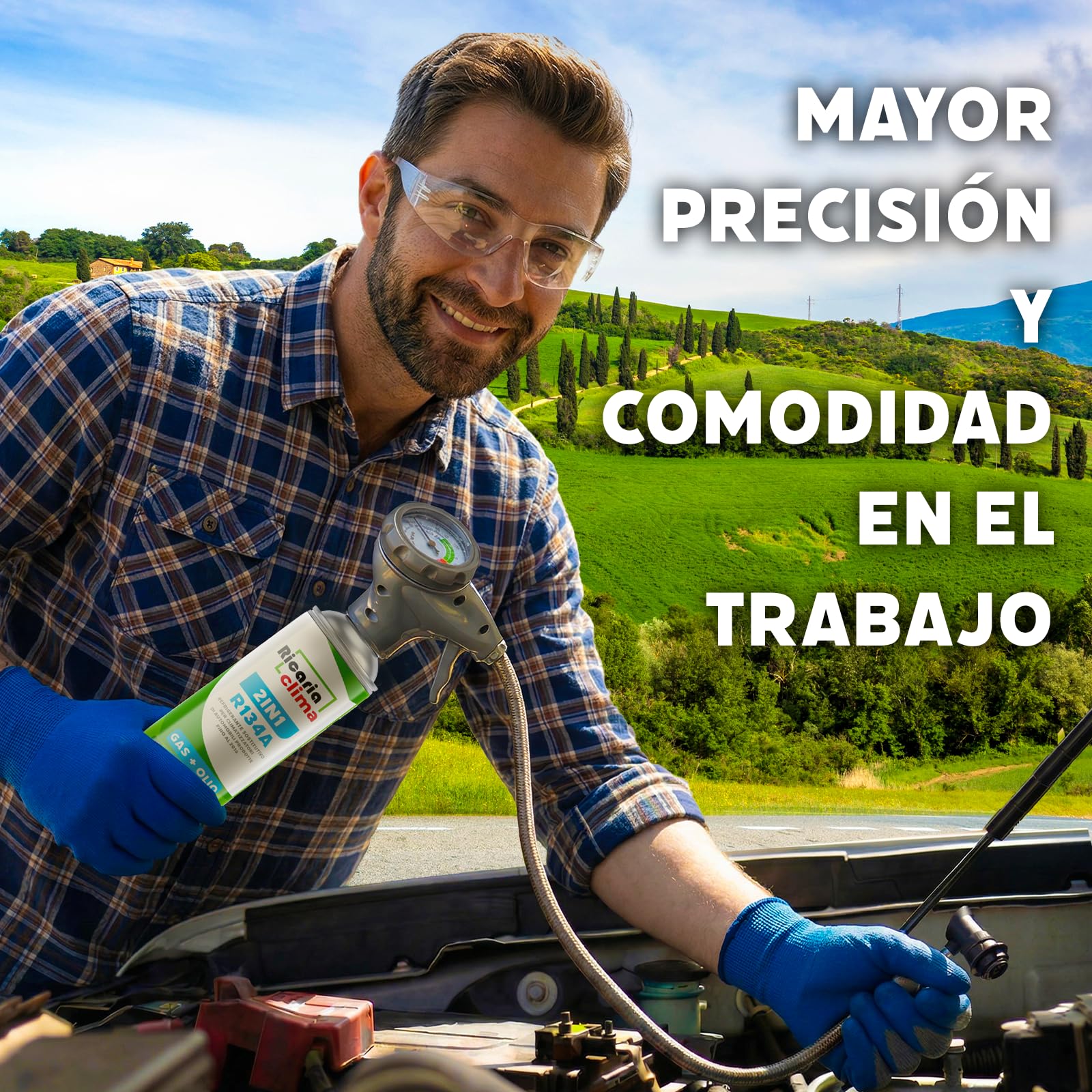 Gas refrigerante sustituto R1234yf con Aceite, Manguera y Adaptador YF – Recarga para Aire Acondicionado de automóvil – 2 x 235 g – Eco