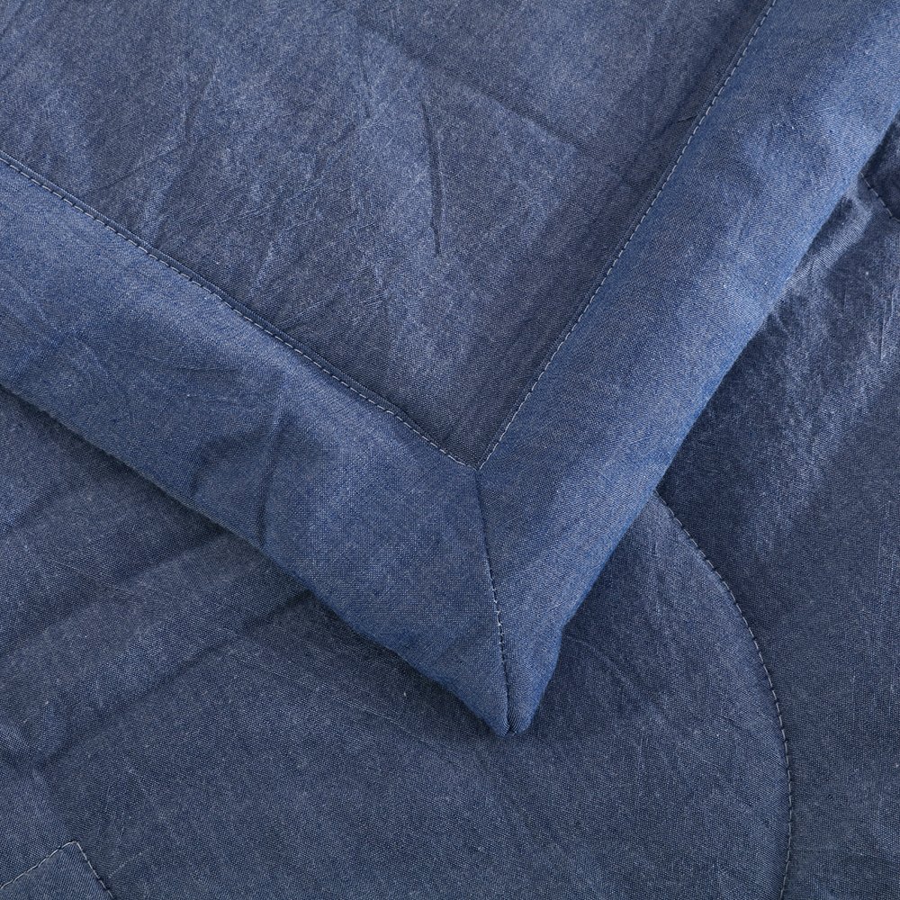 NTCOCO 3 Piece Comforter Set Thin Quilt SummerÂ Lightweight Comforter,100% Washed Cotton,Machine Washable,Soft Comfy Breathable Can Sleep Naked (Navy Blue, King)