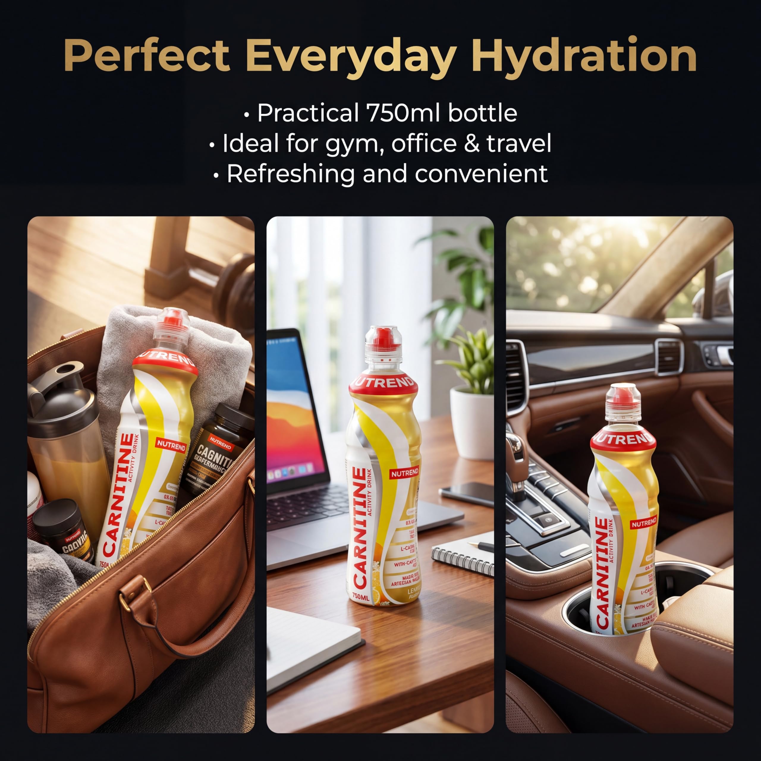 Bebida de Carnitina y Magnesio Nutrend Sabor Limón 750 ml Pack de 8 – bebida de energía e hidratación