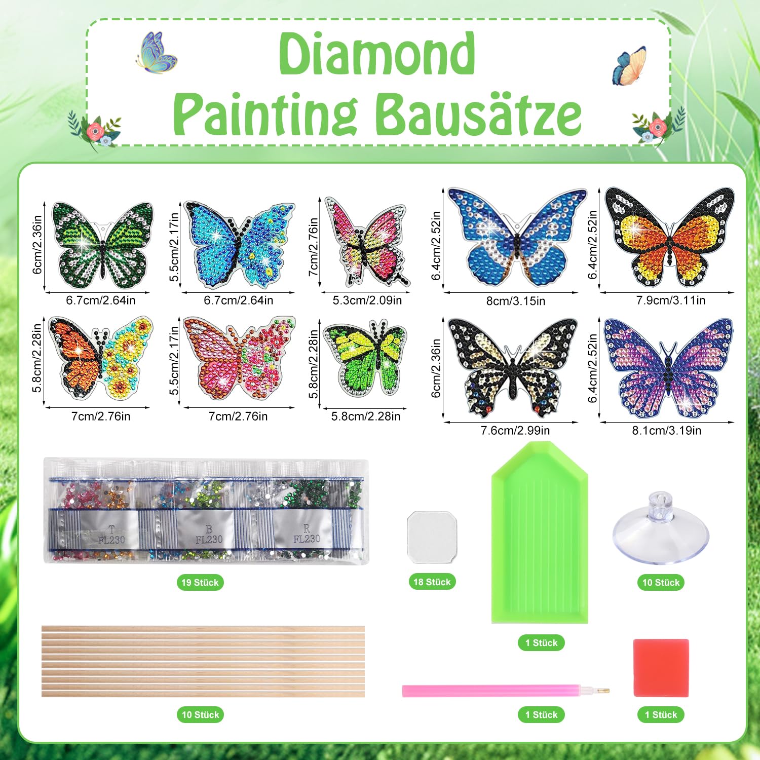 Yootiko Lot De 8 Peintures Diamant Papillon Et Fleurs - Kit De