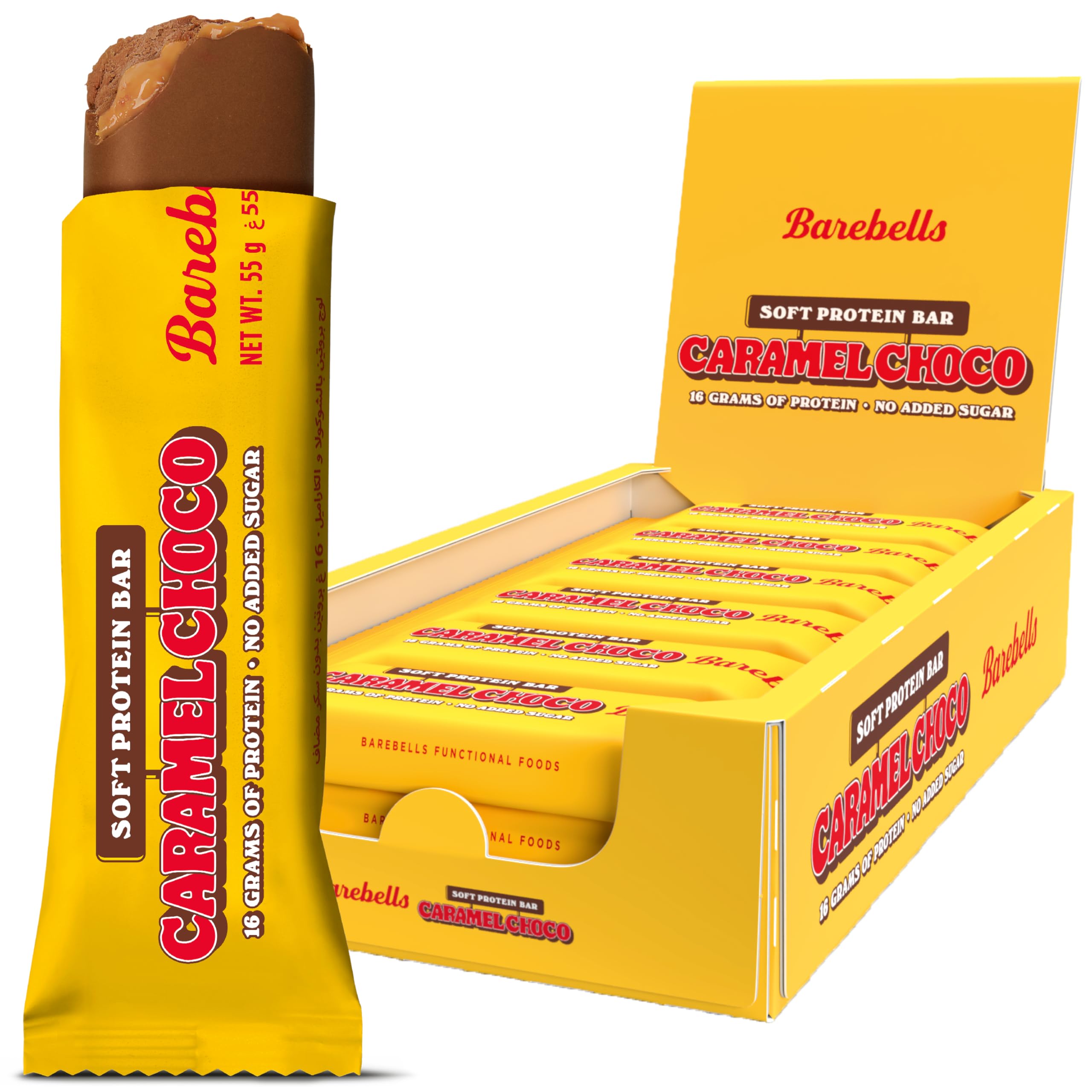 Barebells Protein Bars - 12 Count, 16g High Protein Treats – Sugar Free Chocolate Nutrition Bar, Low Carb – On The Go Breakfast or Post-Workout Snack (Caramel Choco)