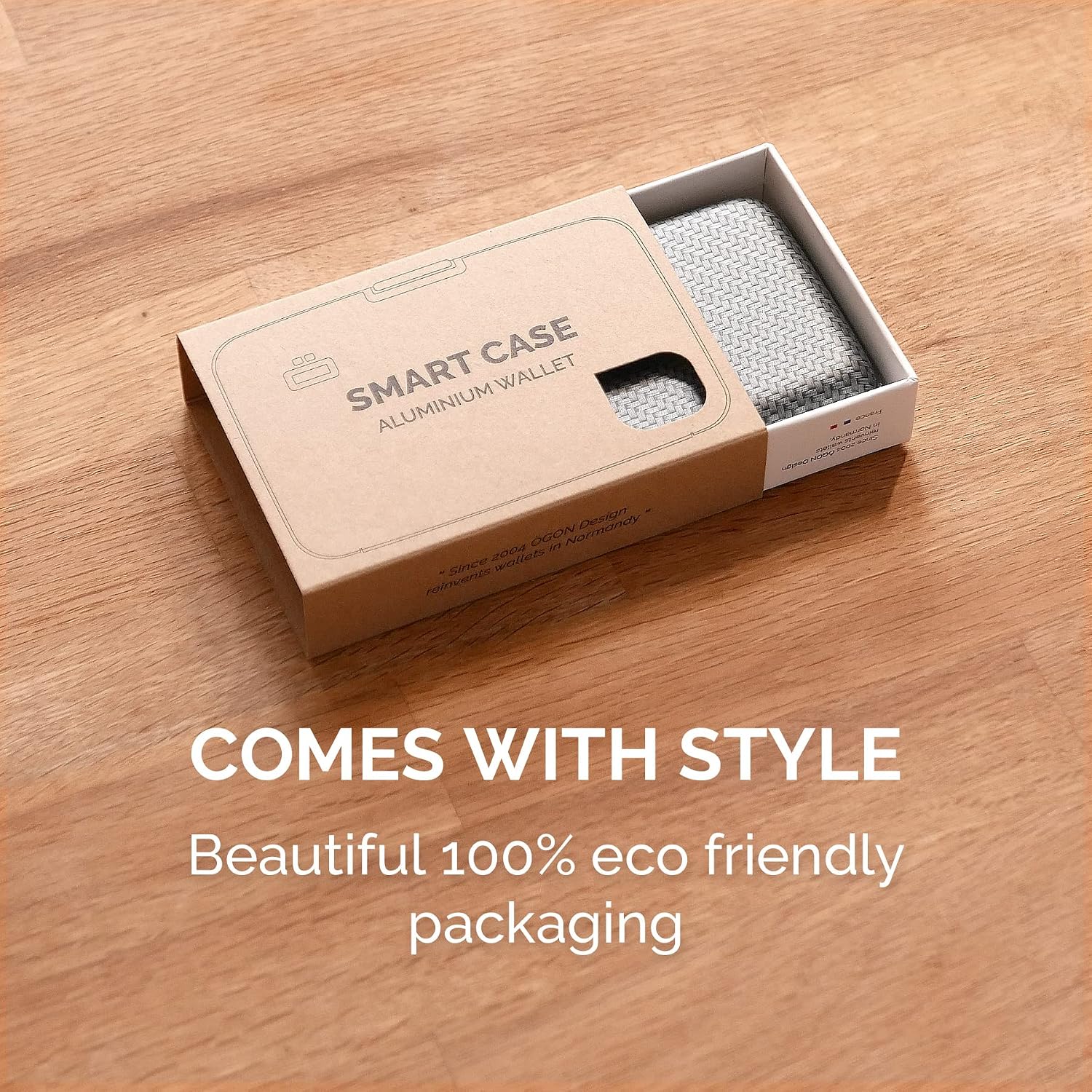 ÖGON -DESIGNS- Aluminum wallet smart case RFID Blocking – The original minimalist slim card holder for men and woman - Carbon Effect/Large Weave