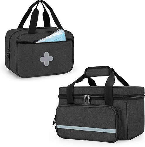 CURMIO Pequeña bolsa de primeros auxilios vacía, estuche para botiquín de primeros auxilios familiar, caja organizadora de almacenamiento de