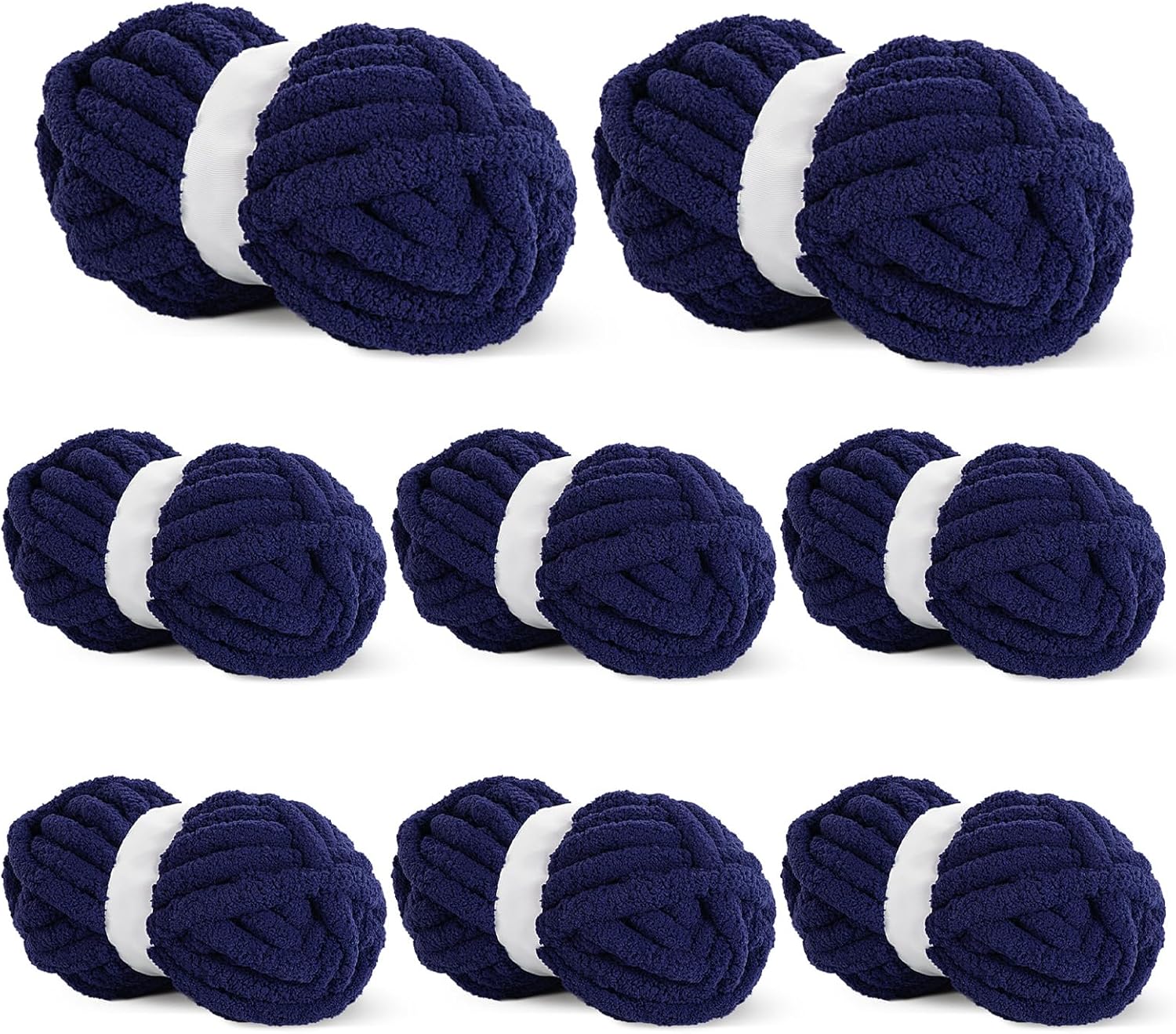 BALAPET 8 Pack Chunky Chenille Yarn for Crocheting & Knitting, 27yds 8 oz Each Skein Soft Fluffy Kitting Yarn Set, Thick Velvet Plush Yarn for Handcrafts Weaving Making Blankets, Navy Blue 8 Pack Navy Blue