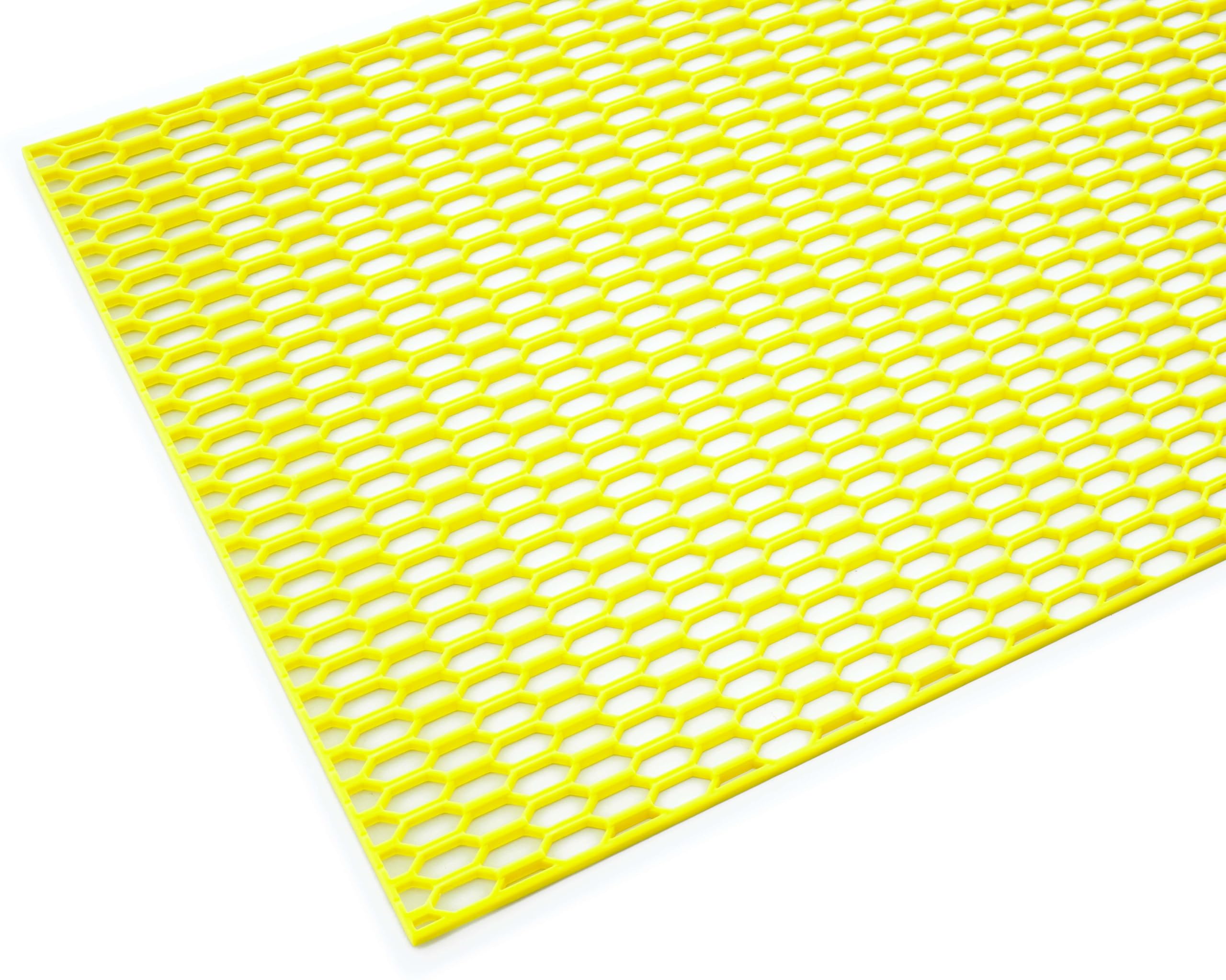 RECAMBO Grille de course en nid d'abeille 120 x 40 cm en plastique jaune fluo compatible avec grille avant, pare-chocs, entrée d'air – Découpable – Légère – Résistant aux intempéries – Aspect tuning