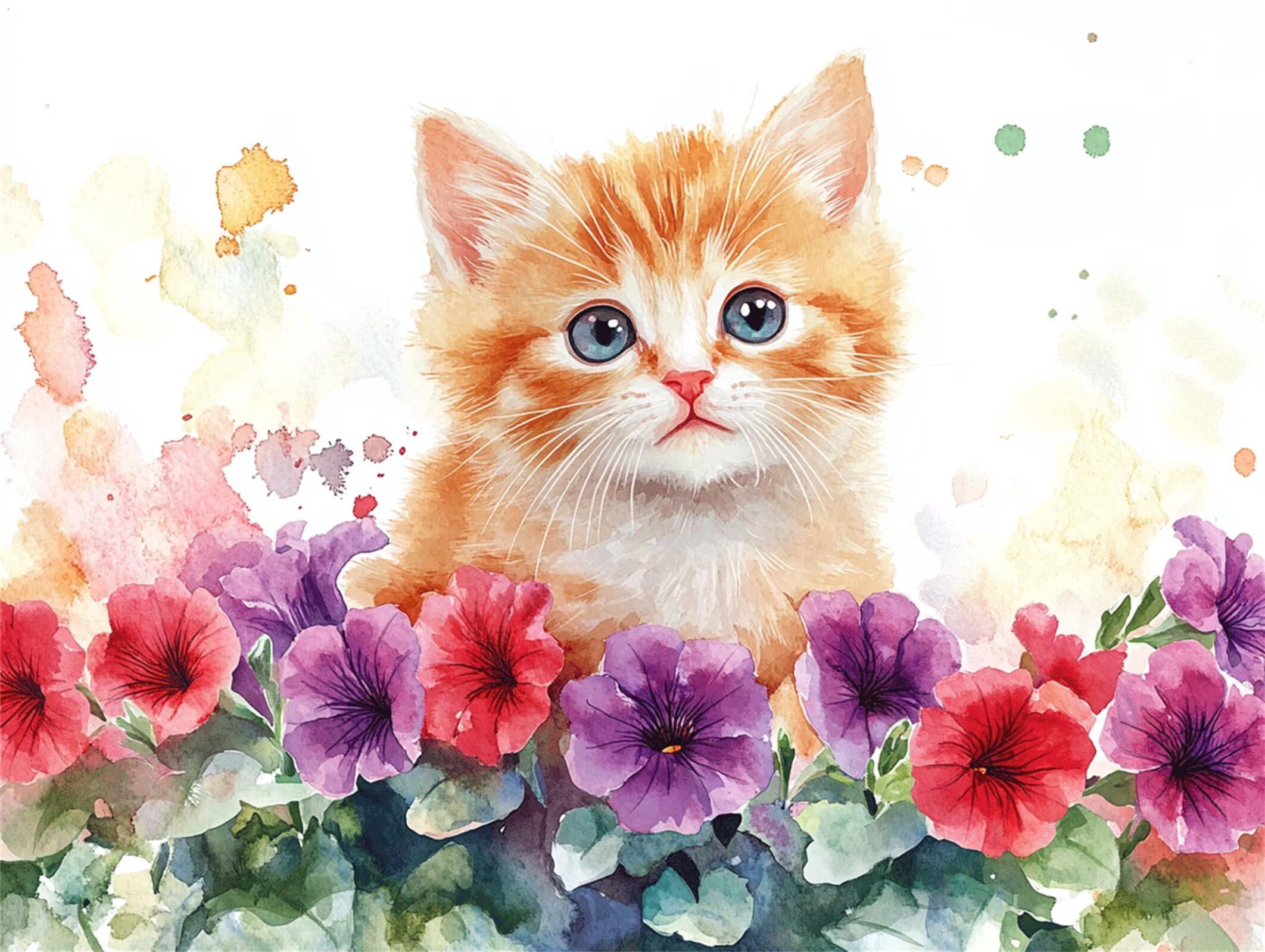 Pintar por Numeros planta Pinturas Acrilicas gato Pintura por Numeros Adultos DIY Lienzos para Pintar, Pintura Acrilica Manualidades, Decoración para Hogar, Regalos Cumpleaños 90x120cm Sin Marco q-984