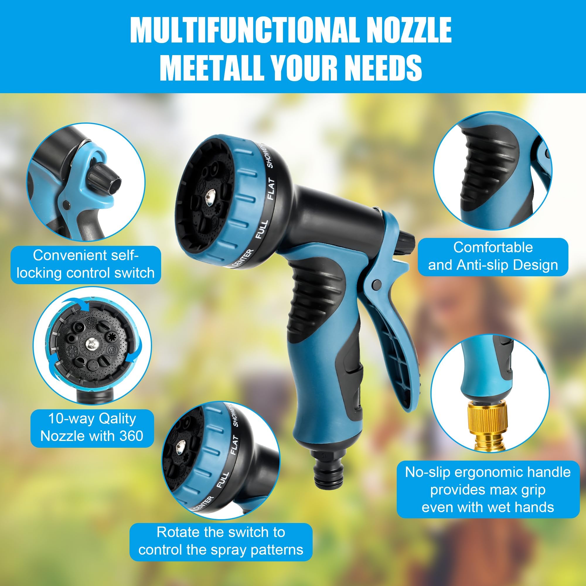 Sylken Tubo da giardino espandibile, 3 volte espandibile, flessibile, leggero, con pistola a spruzzo a 10 funzioni, tubo magico per giardinaggio, patio, lavaggio auto, bagno animali domestici (30 m)