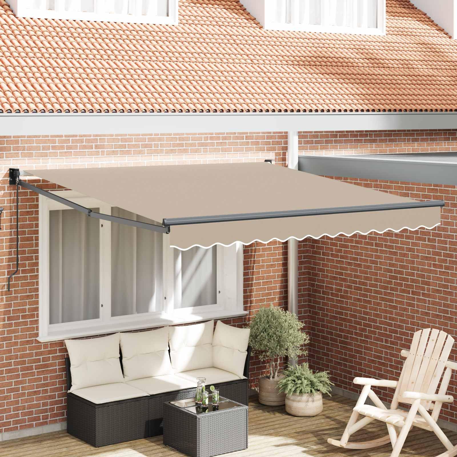 Auvent rétractable beige 350x250 cm en aluminium pour terrasse