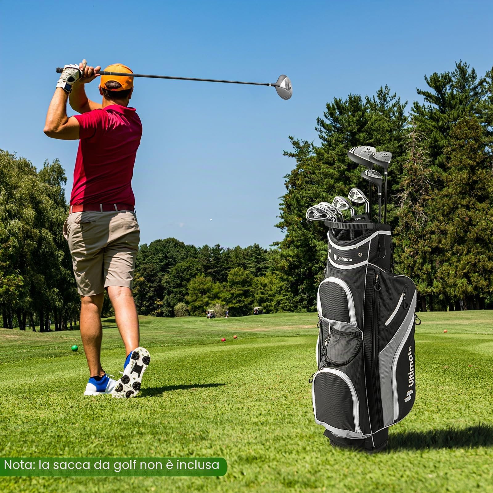 LIFEZEAL Set di 9 bastoncini da golf da uomo, set completo di mazze da golf con driver in lega, legno di strada 3#, ibridi 4#, ferri 6#, 7#, 8#, 9# e P#, Putter e coperture per teste