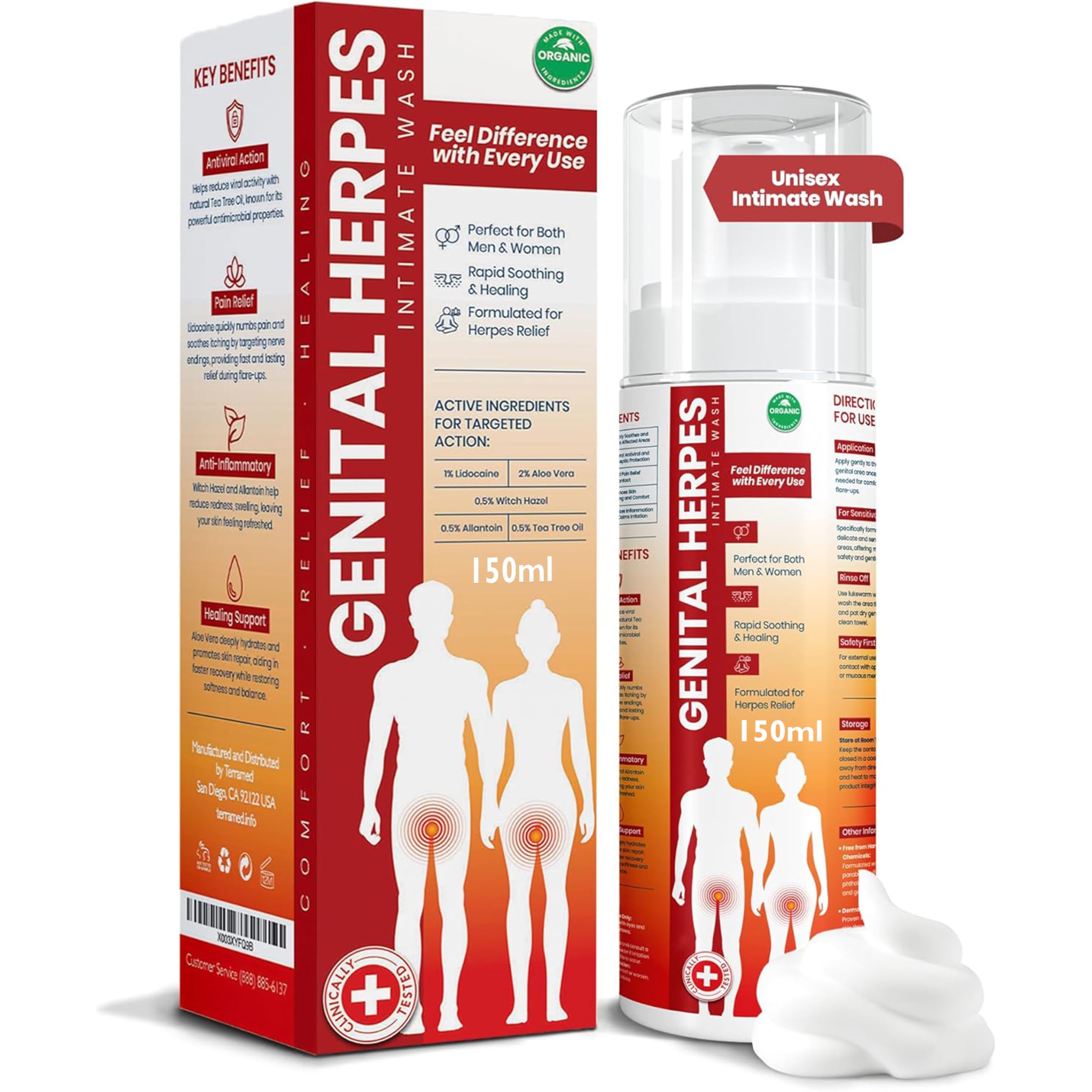Genital Herpes Intimate Wash | Fast Acting HerpCare | Medicated | Soothes Itching, Tingling & Burning | Soothes Genital Herpes & Genital Discomfort