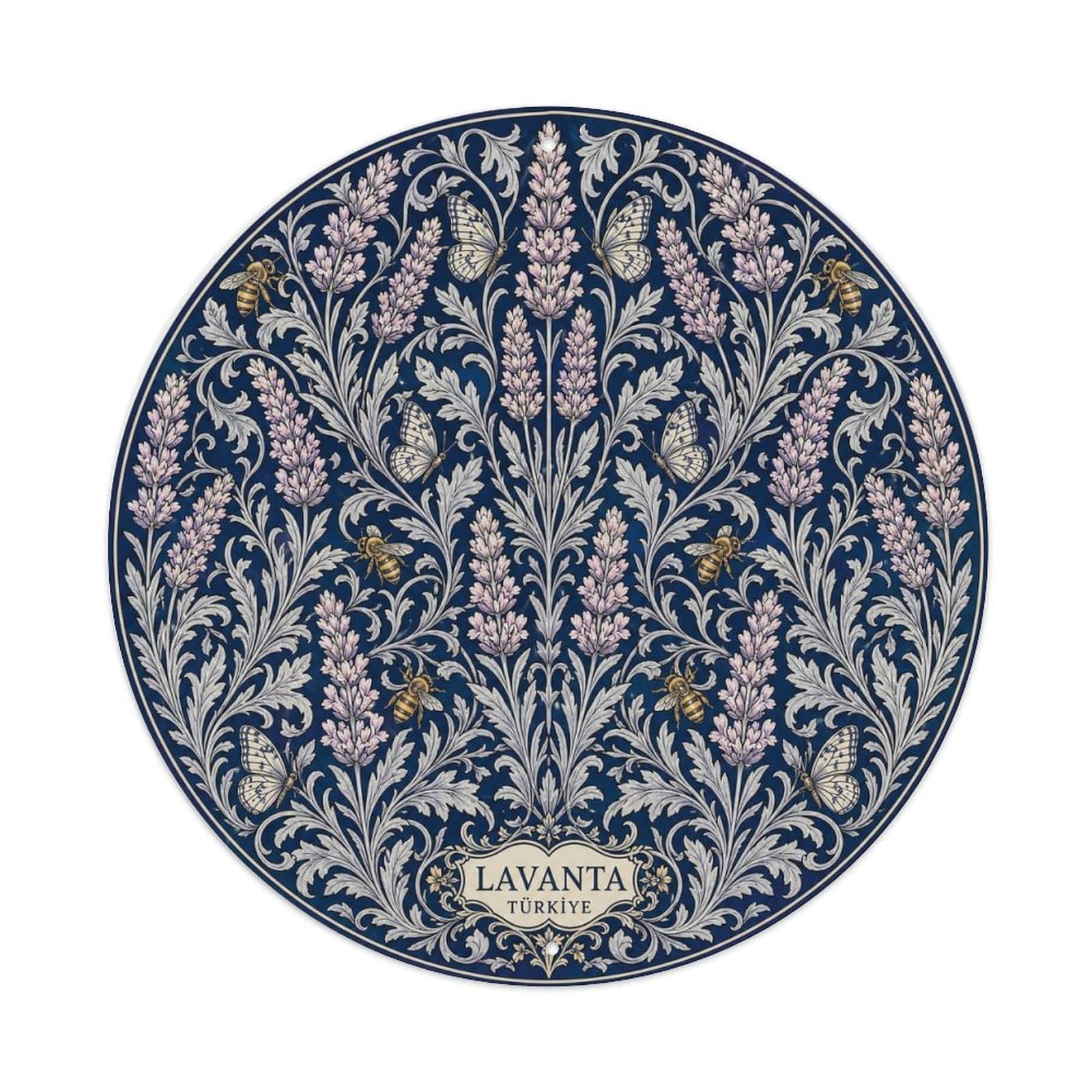 Botanical Lavender Turkish Indigo Blue Floral Metal Tin Sign